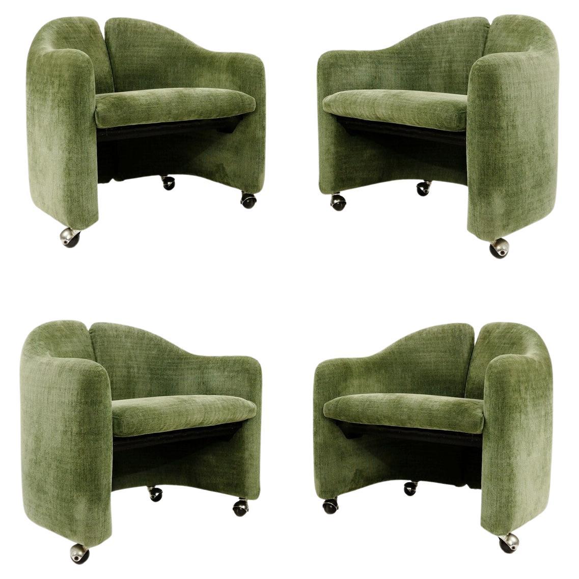 Set of Four Lounge Chairs from the 142 Serie by Eugenio Gerli for Tecno Milano