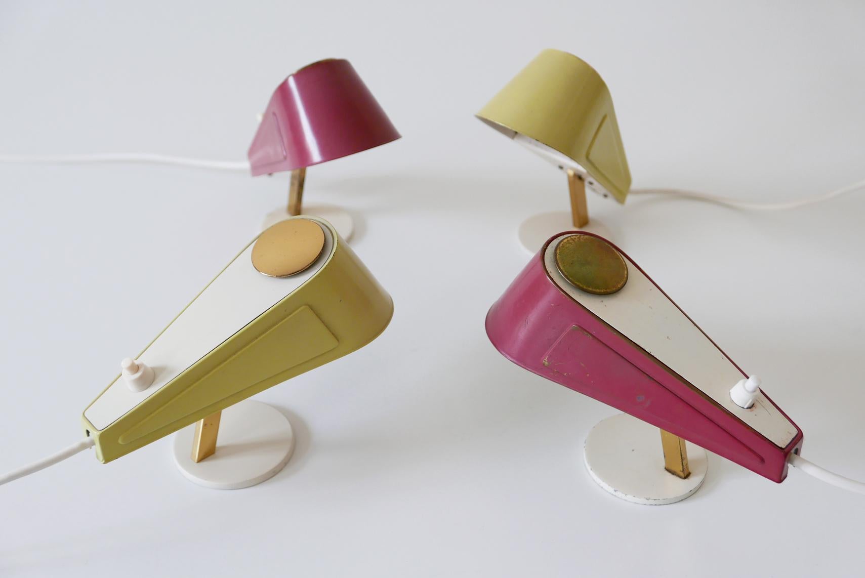 Set of Four Lovely Mid-Century Sparrow Bedside Table Lamps, 1950s, Germany For Sale 4