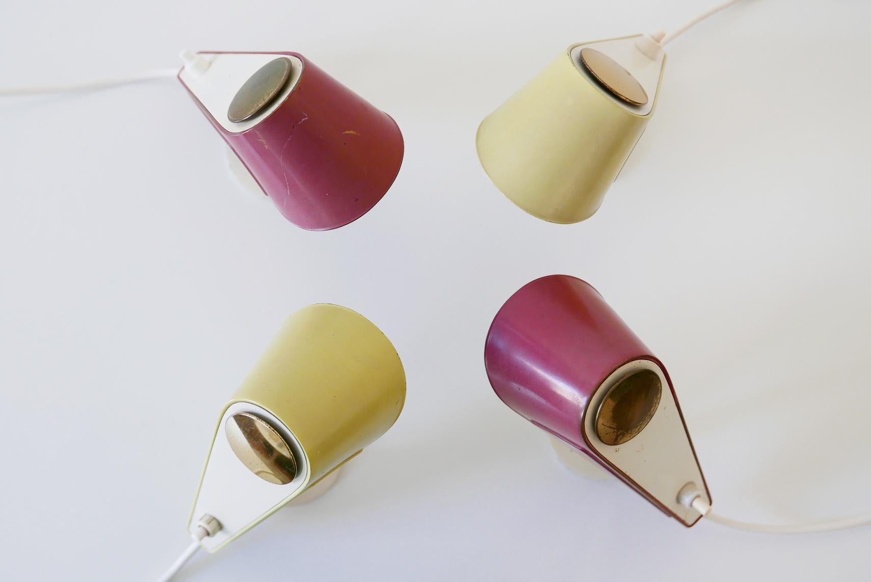 Set of Four Lovely Mid-Century Sparrow Bedside Table Lamps, 1950s, Germany For Sale 11