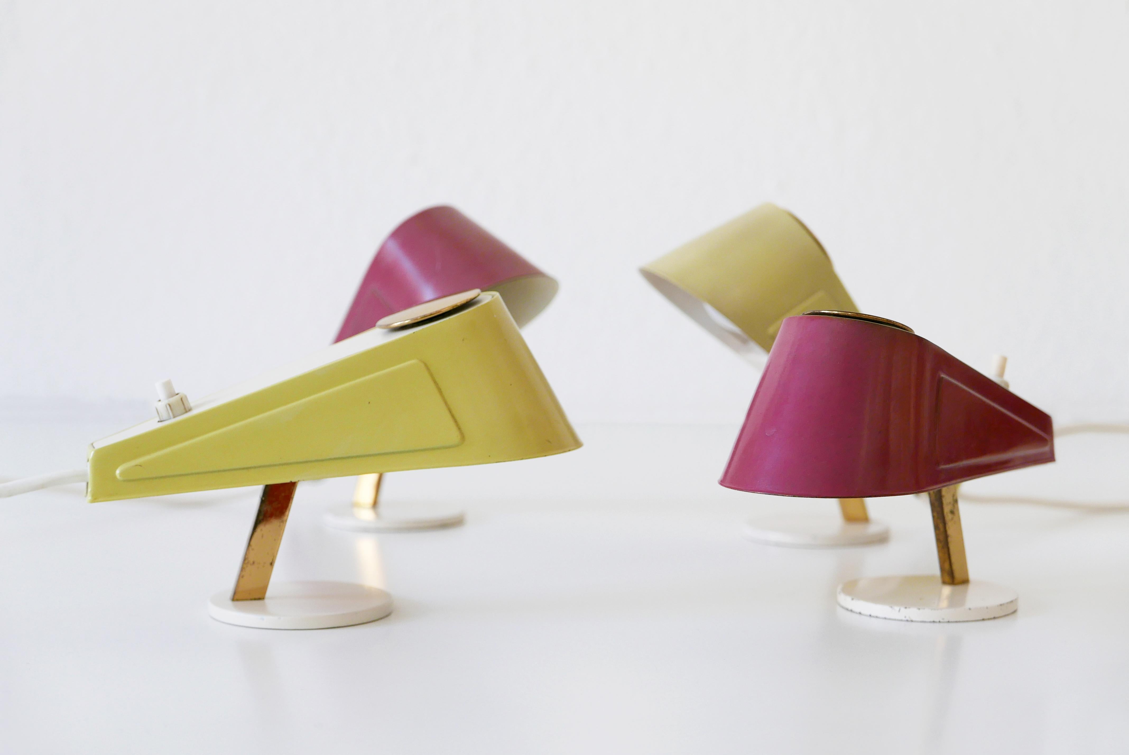 Set of Four Lovely Mid-Century Sparrow Bedside Table Lamps, 1950s, Germany For Sale 12