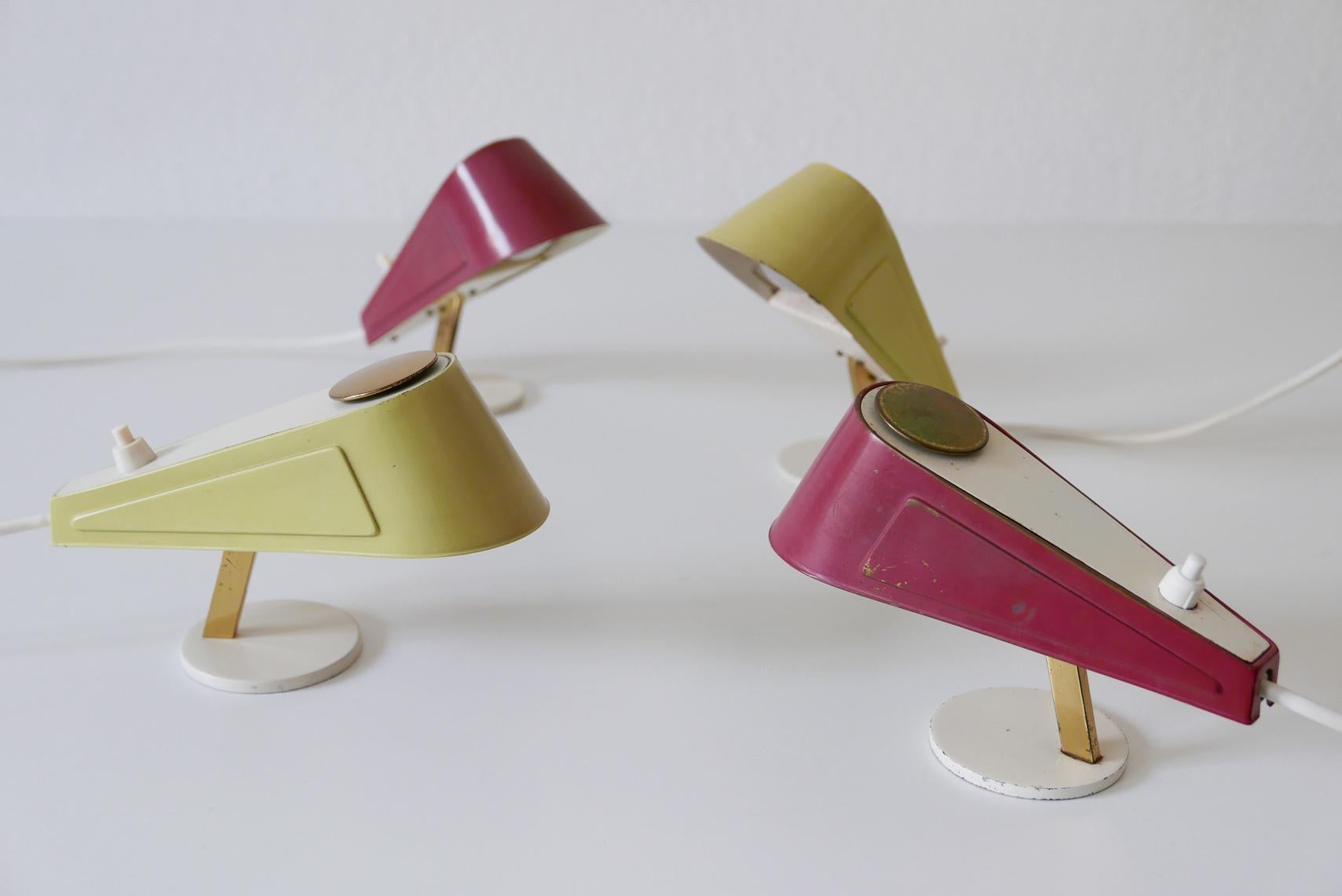 Set of Four Lovely Mid-Century Sparrow Bedside Table Lamps, 1950s, Germany For Sale 13