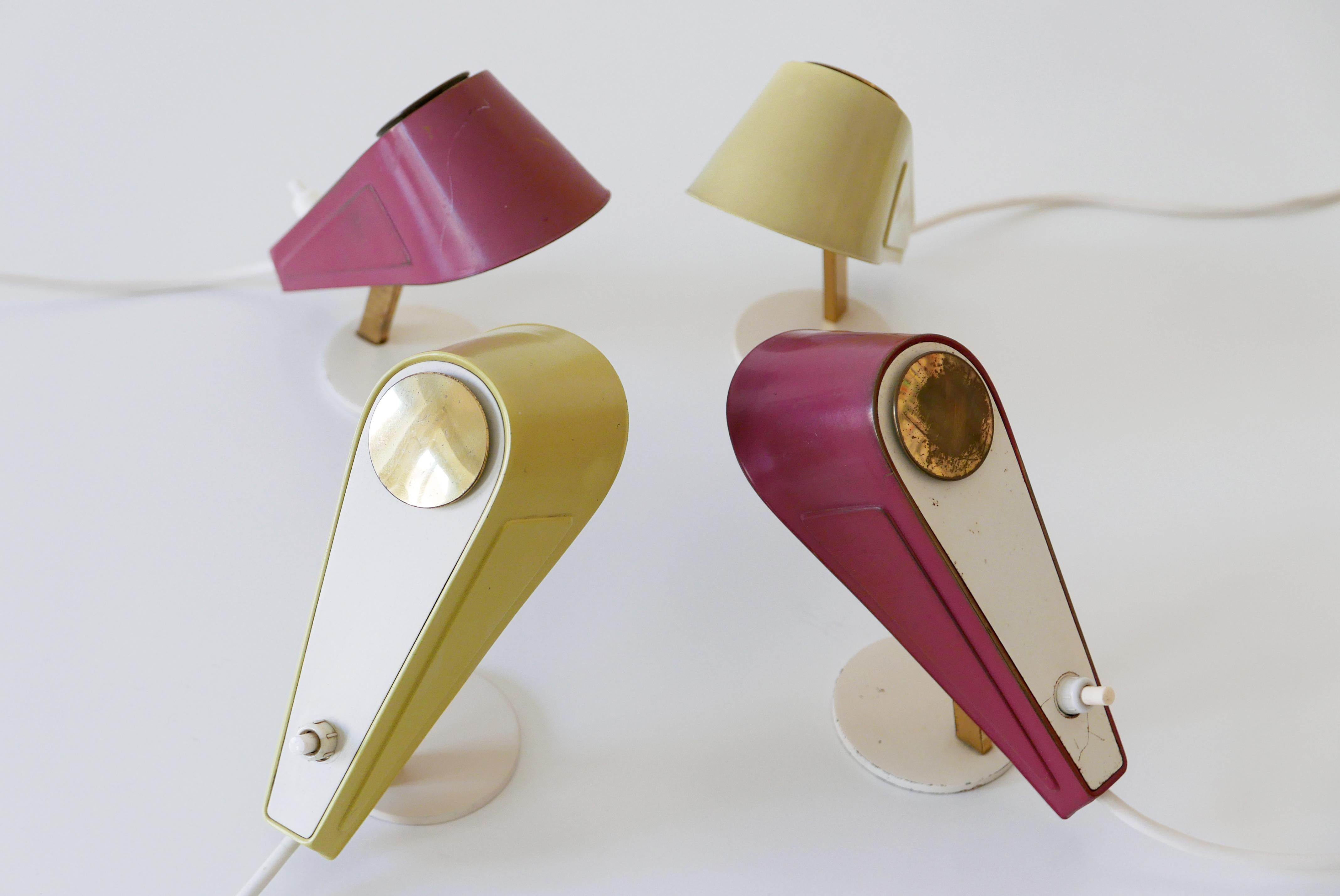 Mid-Century Modern Set of Four Lovely Mid-Century Sparrow Bedside Table Lamps, 1950s, Germany For Sale