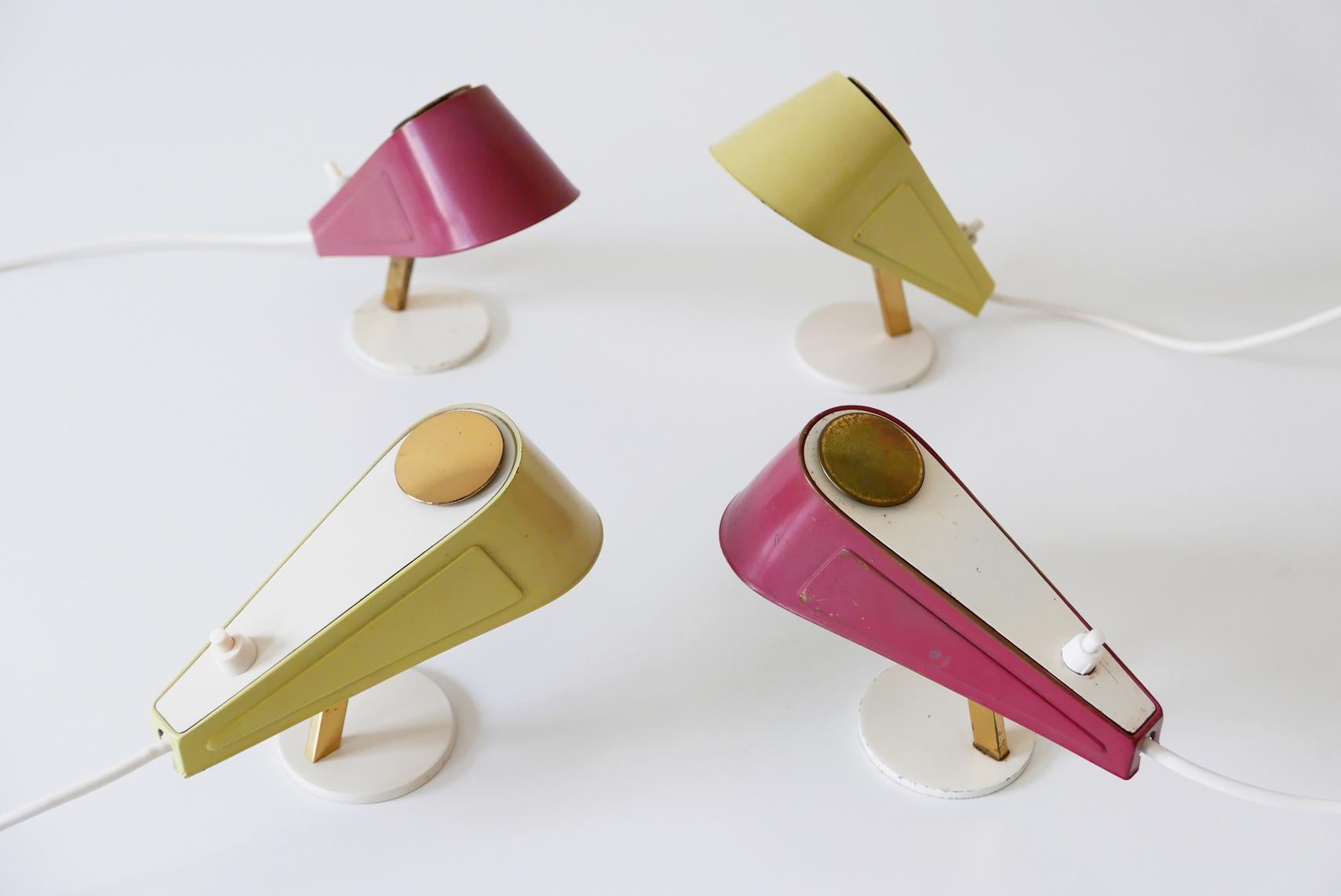 Set of Four Lovely Mid-Century Sparrow Bedside Table Lamps, 1950s, Germany In Good Condition For Sale In Munich, DE