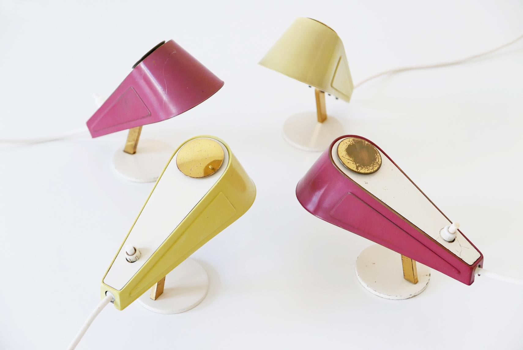 Mid-20th Century Set of Four Lovely Mid-Century Sparrow Bedside Table Lamps, 1950s, Germany For Sale