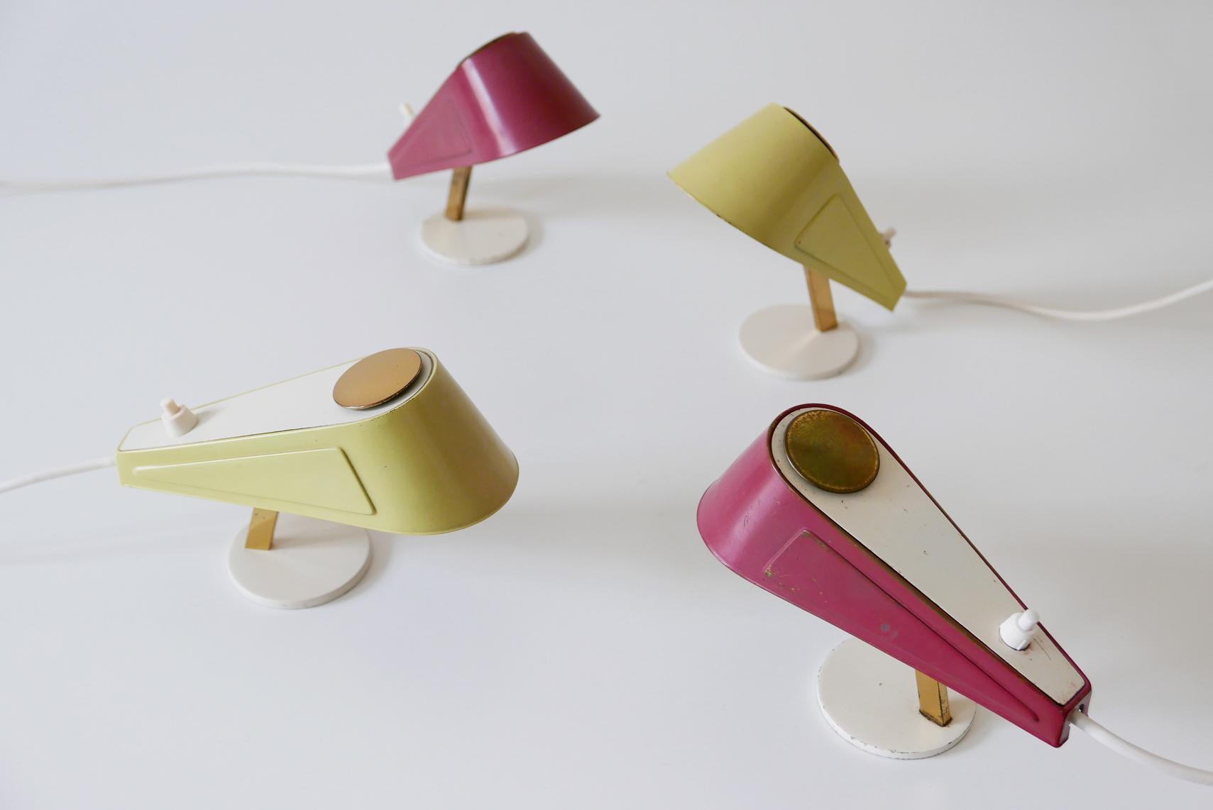 Set of Four Lovely Mid-Century Sparrow Bedside Table Lamps, 1950s, Germany For Sale 1