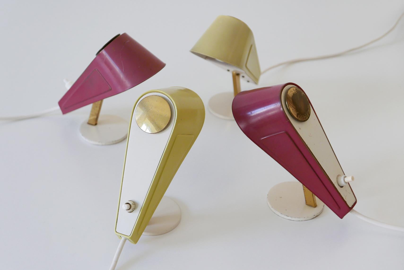 Set of Four Lovely Mid-Century Sparrow Bedside Table Lamps, 1950s, Germany For Sale 2