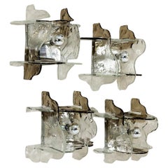 Set of Four LP 263 Wall Appliques or Ceiling Lamps by Carlo Nason for Mazzega
