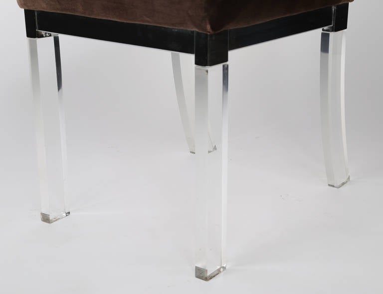 Steel Set of Four Lucite and Chrome Dining Chairs, circa 1970s