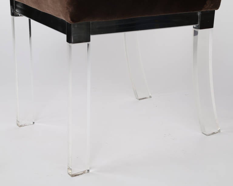 Set of Four Lucite and Chrome Dining Chairs, circa 1970s 1