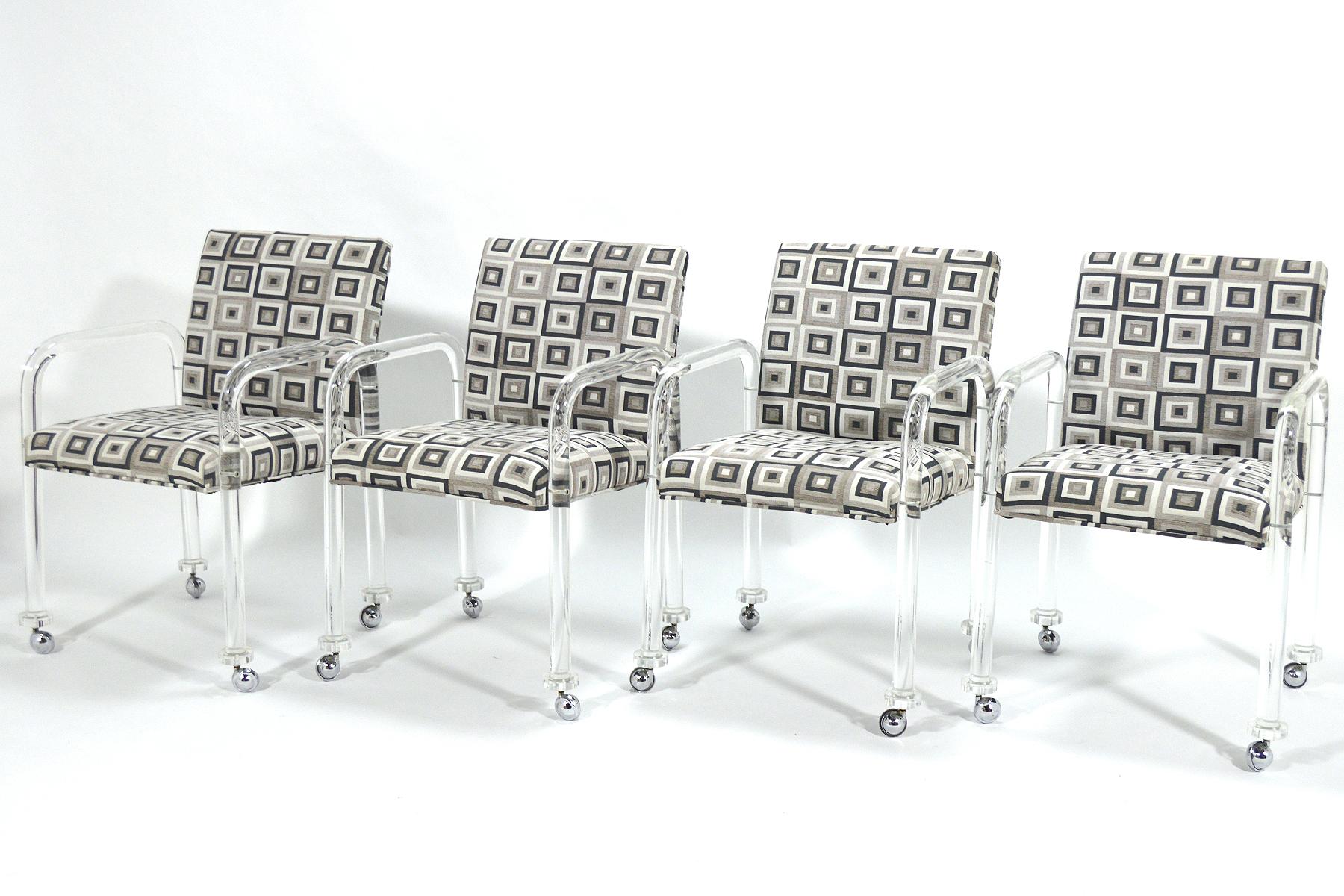 Set of Four Lucite Armchairs in the manner of Charles Hollis Jones For Sale 3