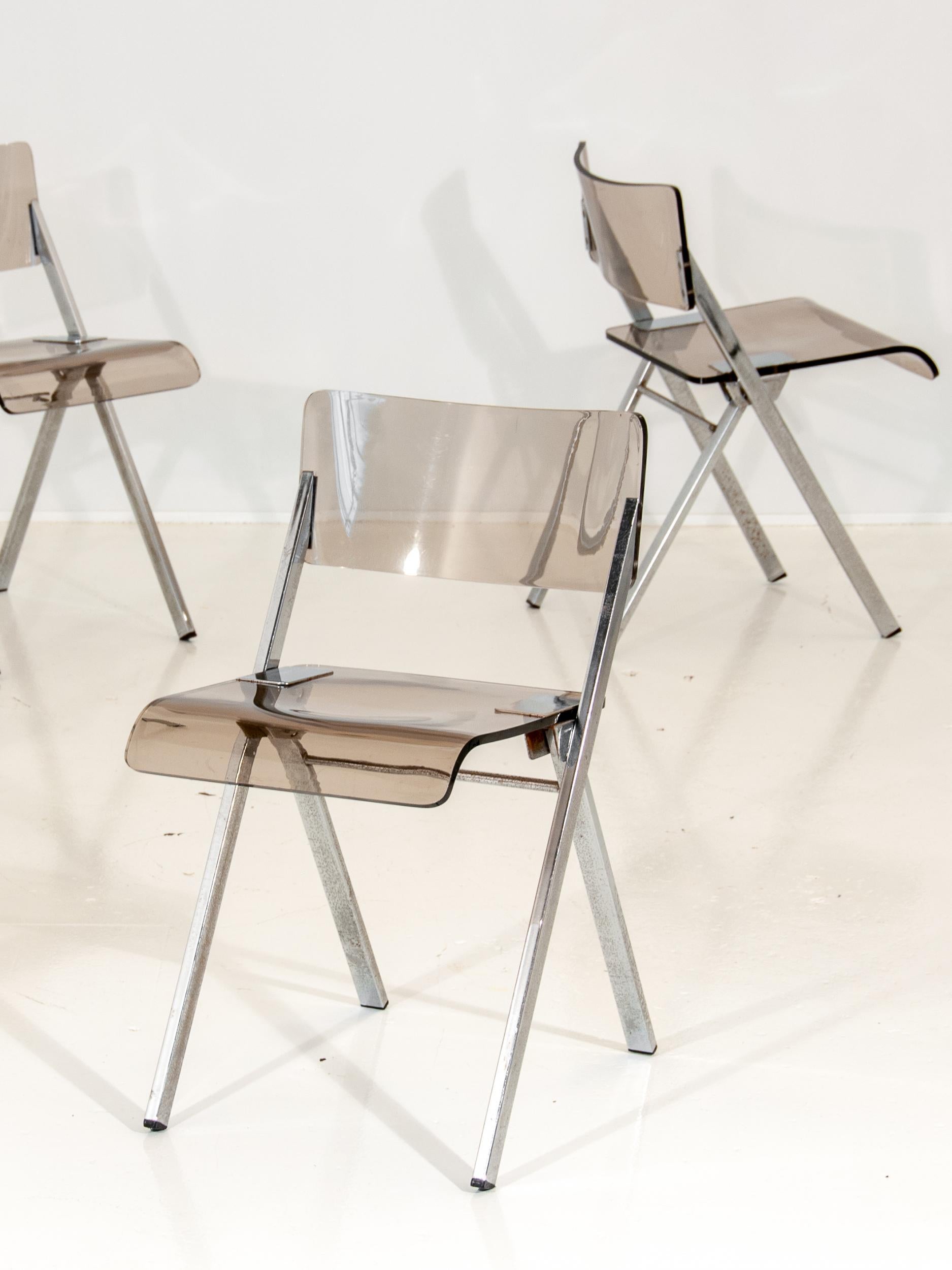 Mid-20th Century Set of Four Lucite Folding Chairs