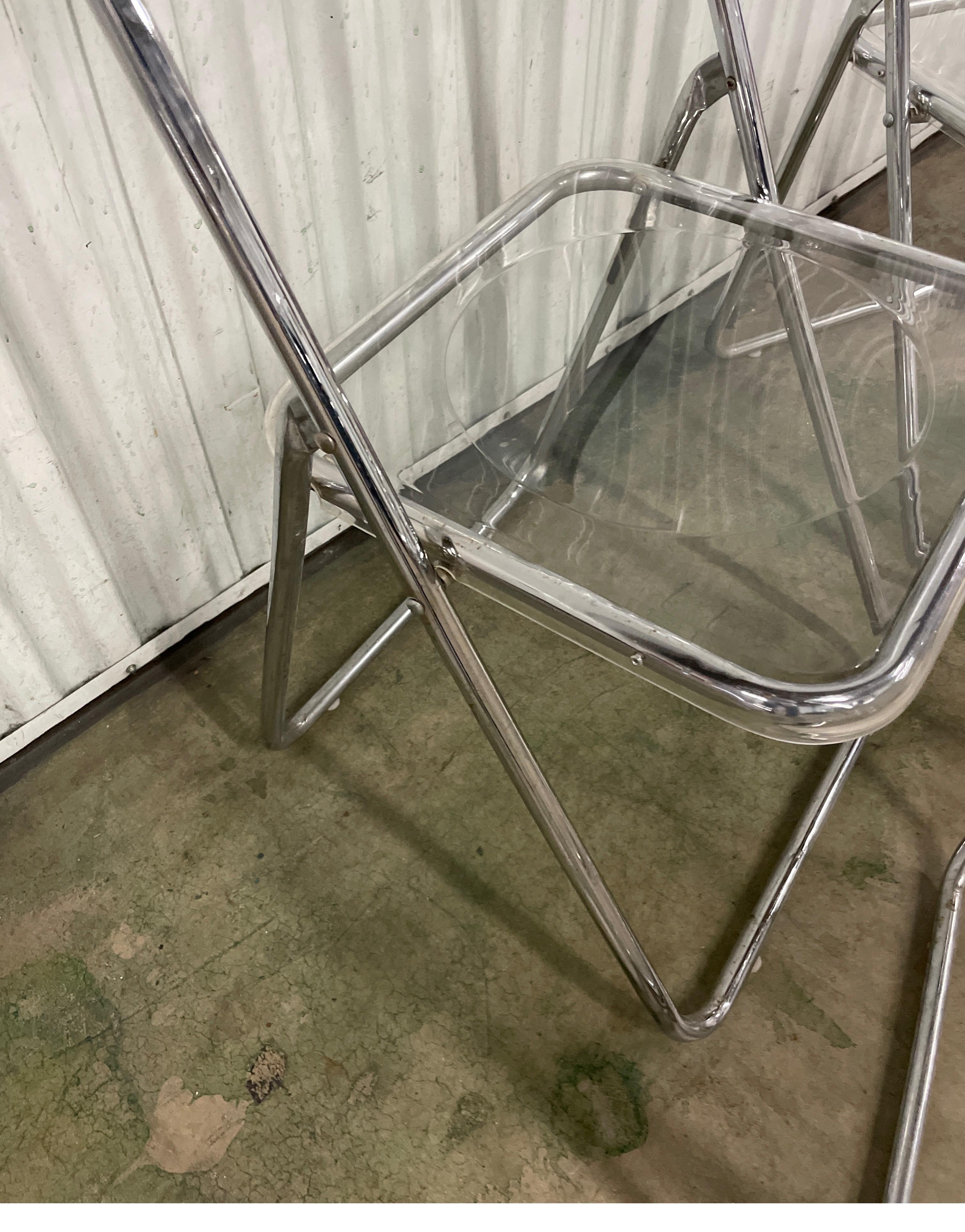 Mid-Century Modern Set of Four Lucite Mid Century Folding chairs For Sale