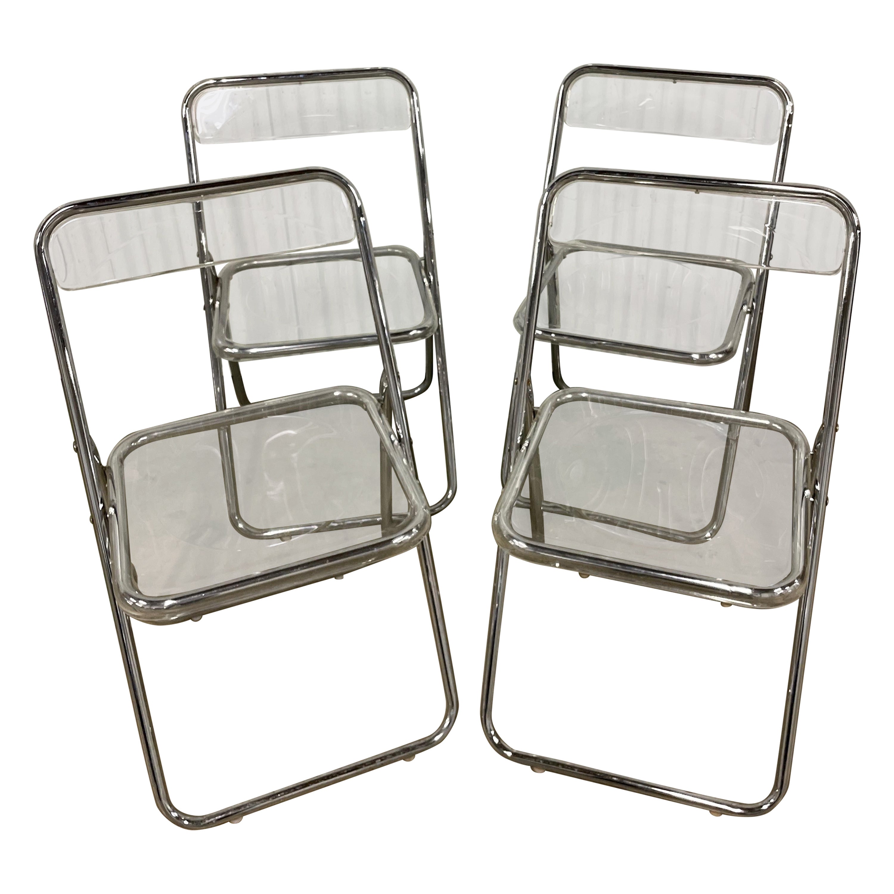 Satz von vier Lucite Mid Century Folding Stühle