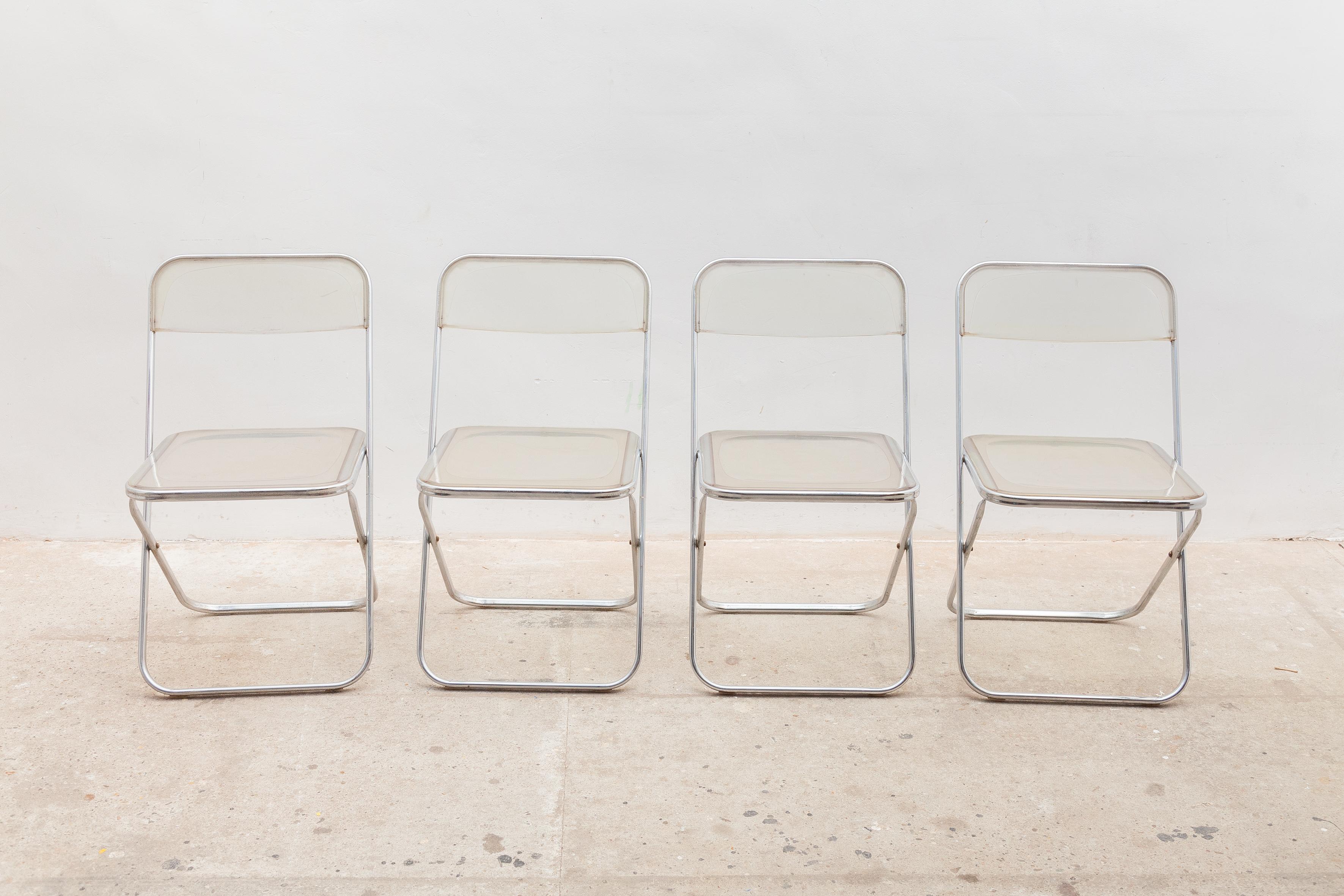 Italian Set of Four Lucite in th style of Giancarlo Piretti's Plia chairs, circa 1970's