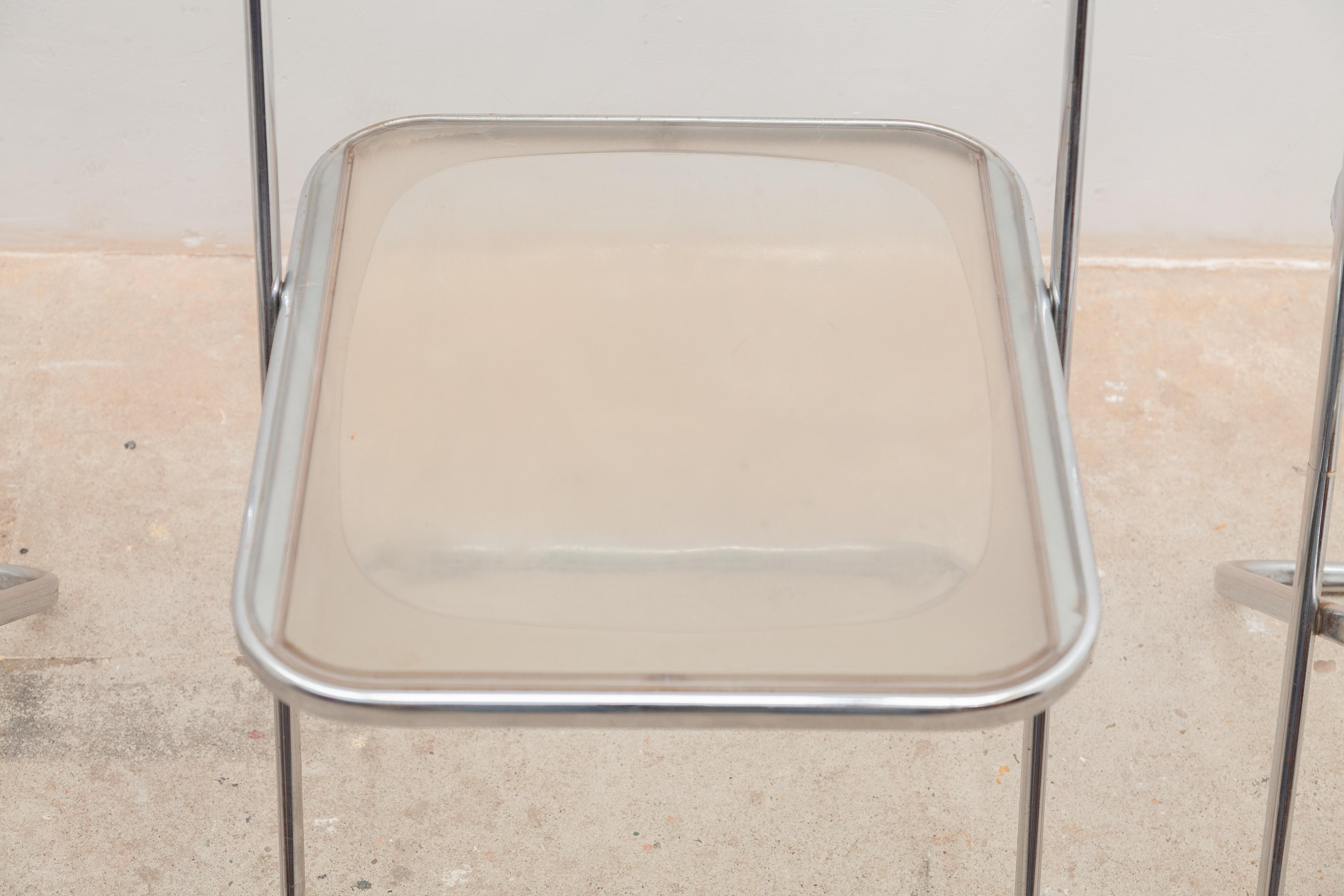 Late 20th Century Set of Four Lucite in th style of Giancarlo Piretti's Plia chairs, circa 1970's