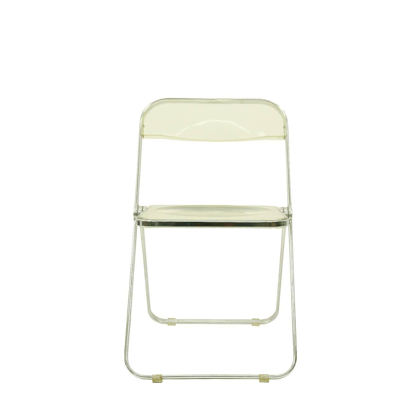 Modern Set of Four Lucite Plia Chairs by Giancarlo Piretti for Castelli