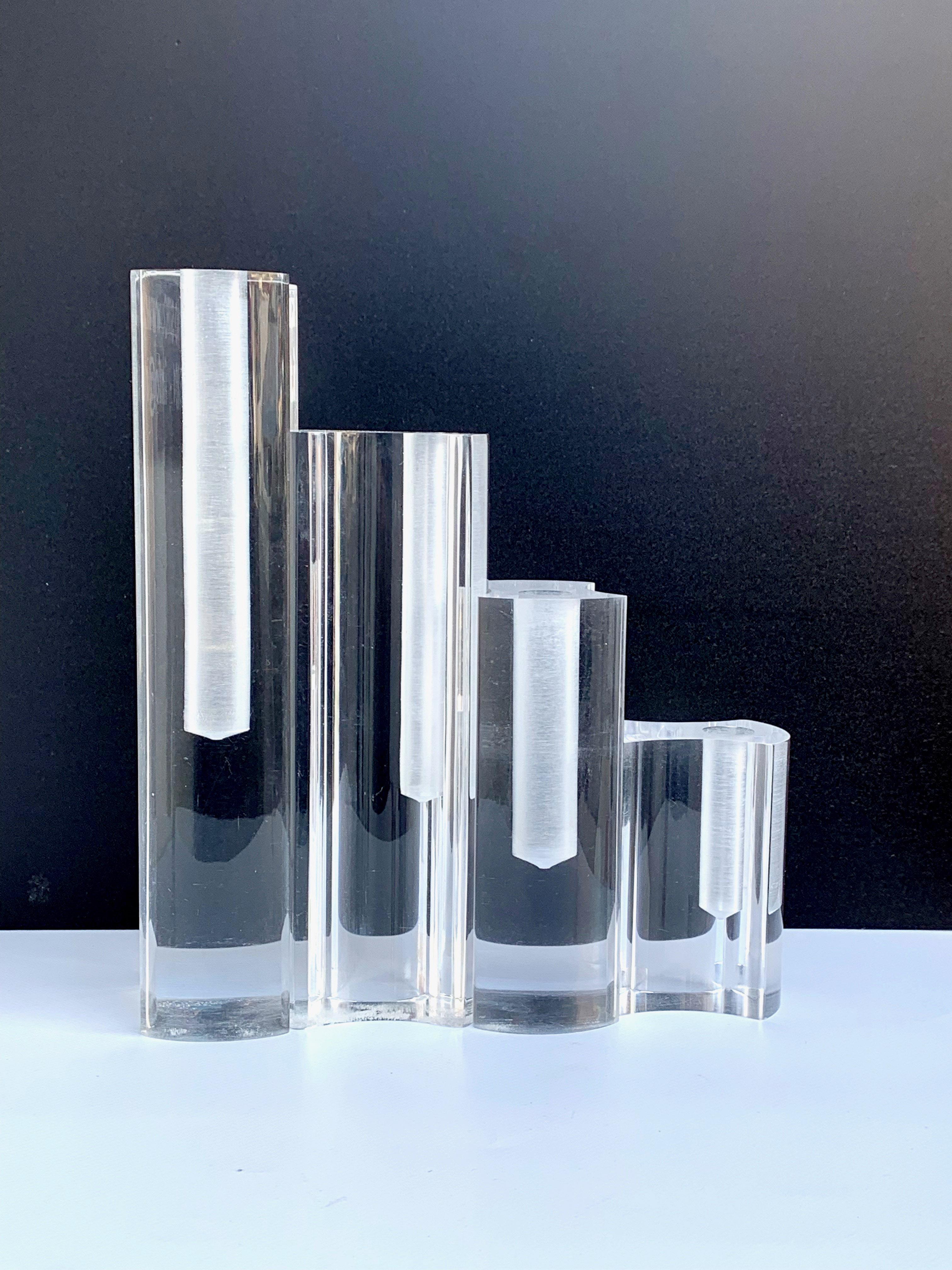 Set of Four Lucite Vases by Guzzini, Italy, 1970s Mid-Century Modern 7