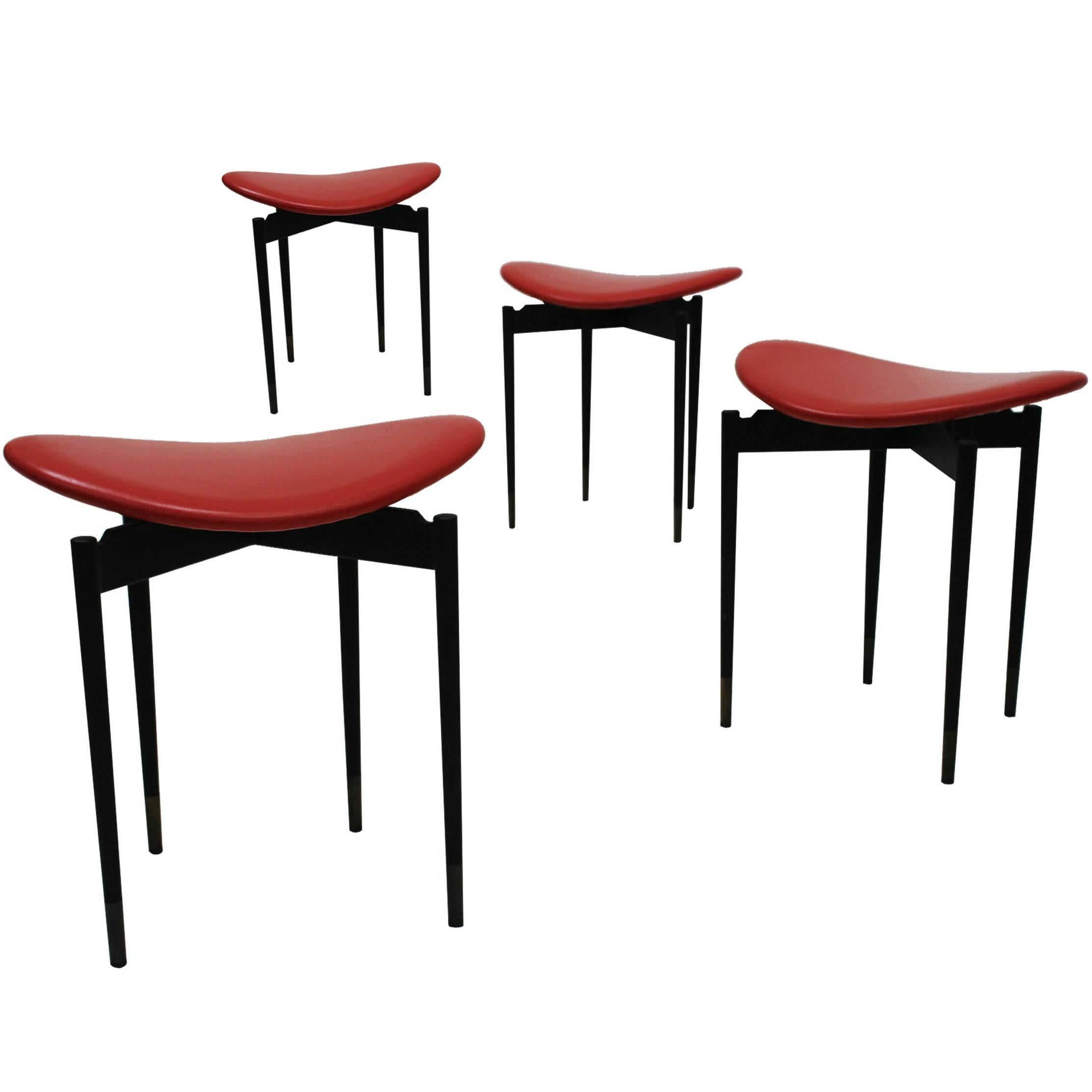 Set of Four "Lutrario" Stools Designed by Carlo Mollino, Italy, 1959