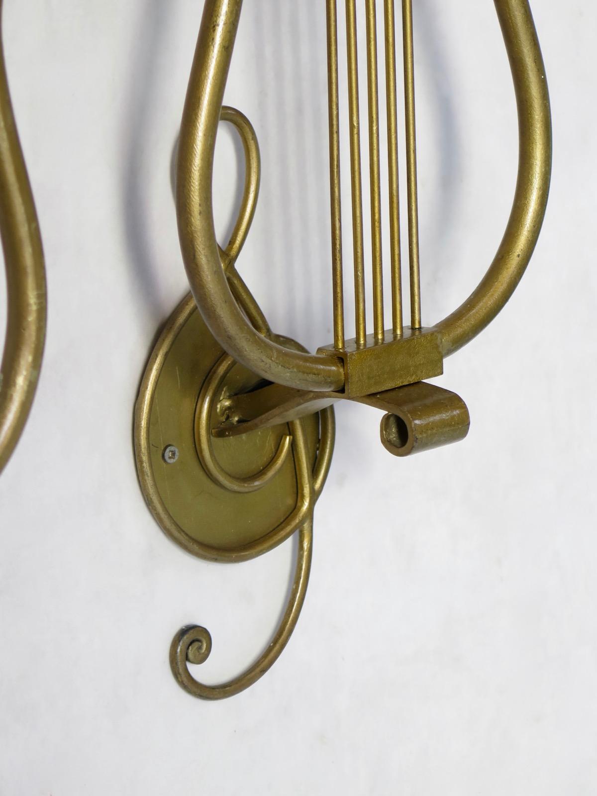 20th Century Set of Four Lyre Shaped Sconces, France, 1950s For Sale