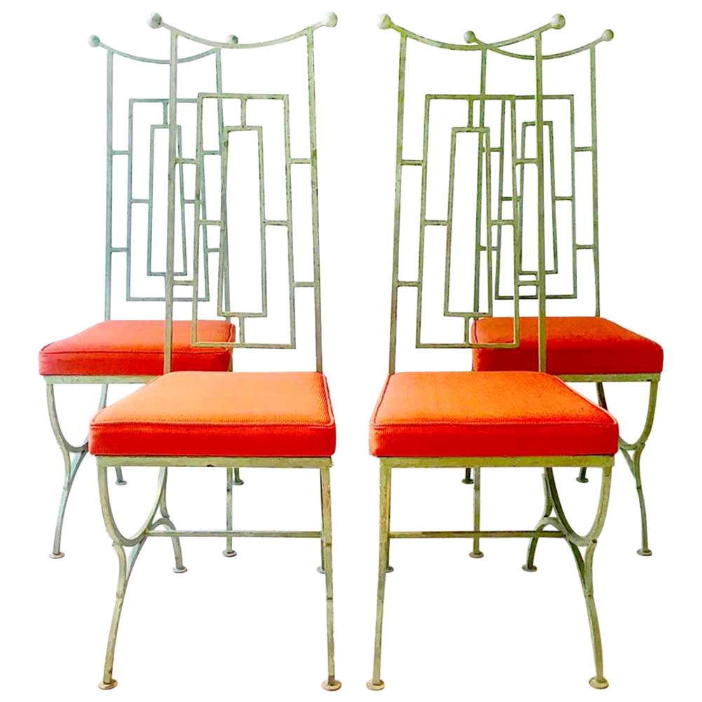 Set of Four Mackintosh Style Iron Chairs, 1960s For Sale