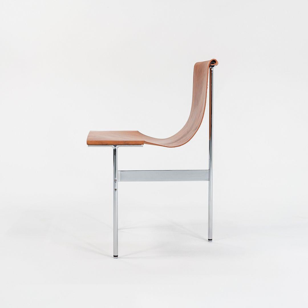 Américain Ensemble de quatre chaises de salle à manger à dossier Gratz TG-10 en cuir avec cadre, fabriquées sur commande en vente