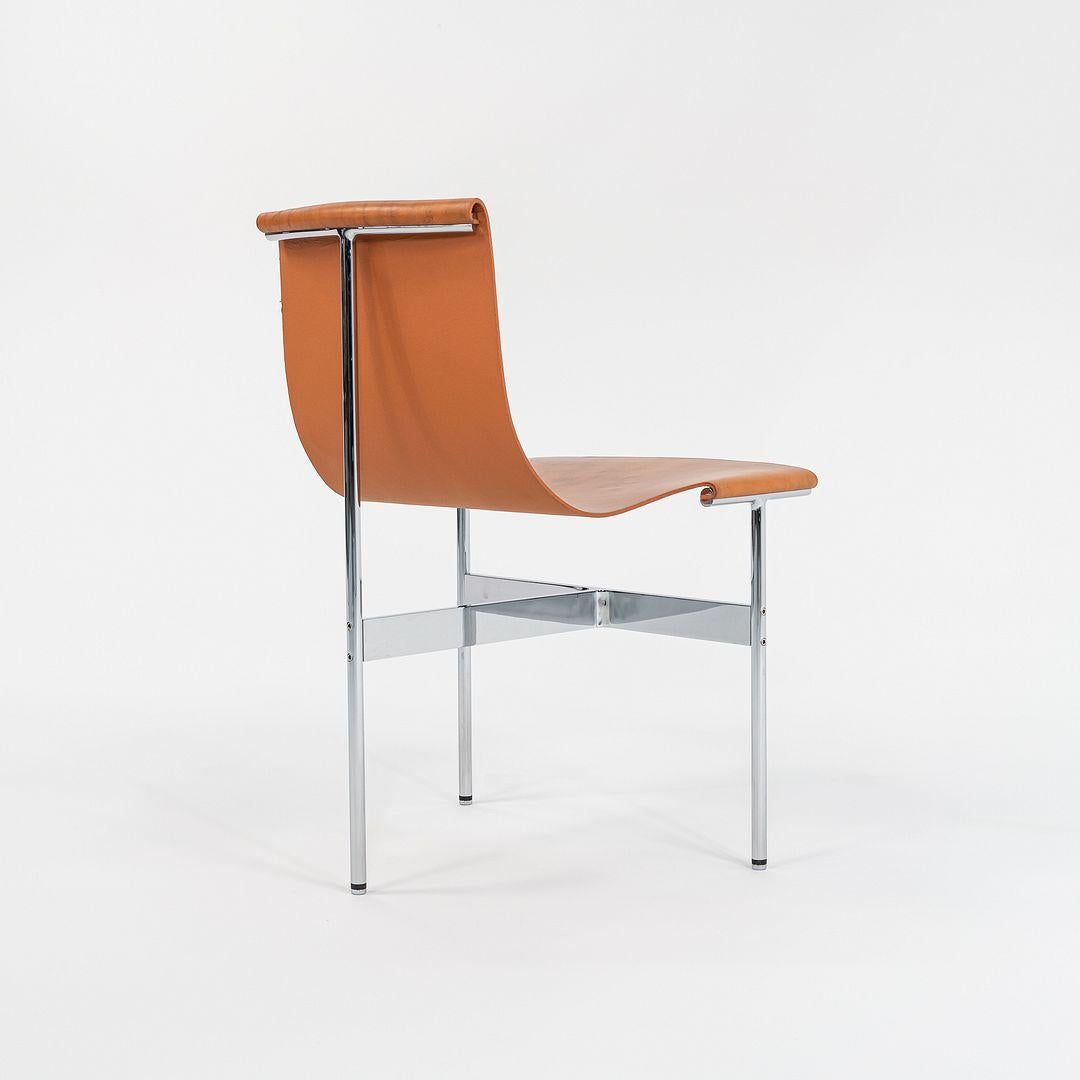 Acier Ensemble de quatre chaises de salle à manger à dossier Gratz TG-10 en cuir avec cadre, fabriquées sur commande en vente