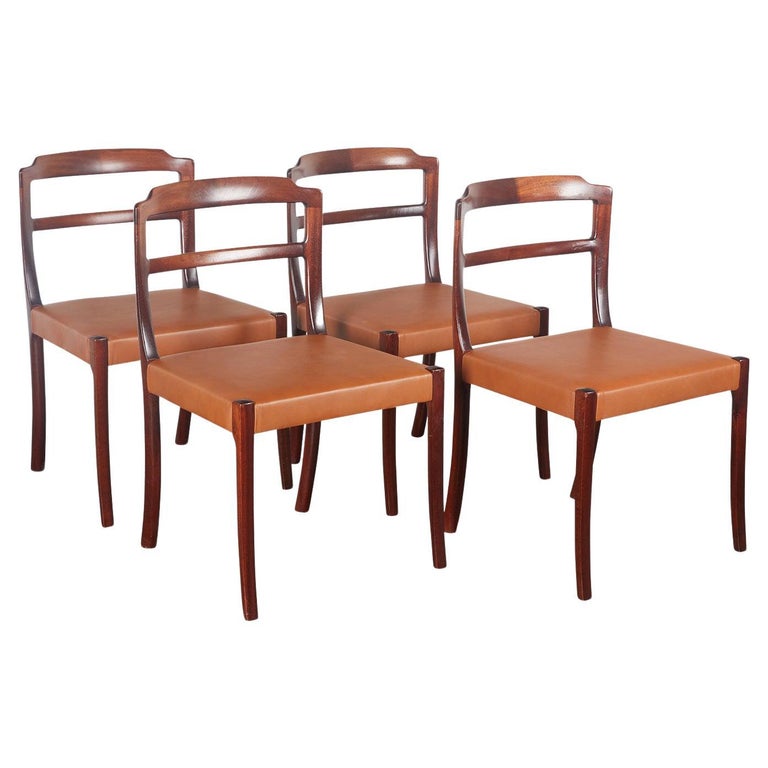 Set of Four Mahogany Dining Chairs by Ole Wanscher for A.J. Iversen For Sale at 1stDibs