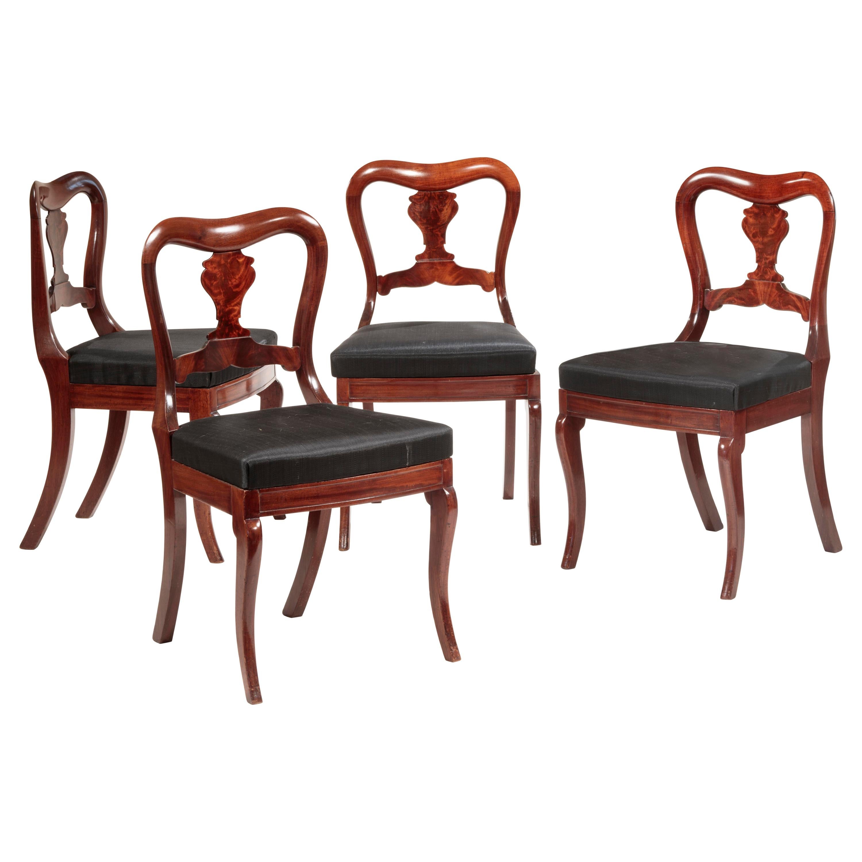 Set of Four Mahogany Dining Chairs For Sale