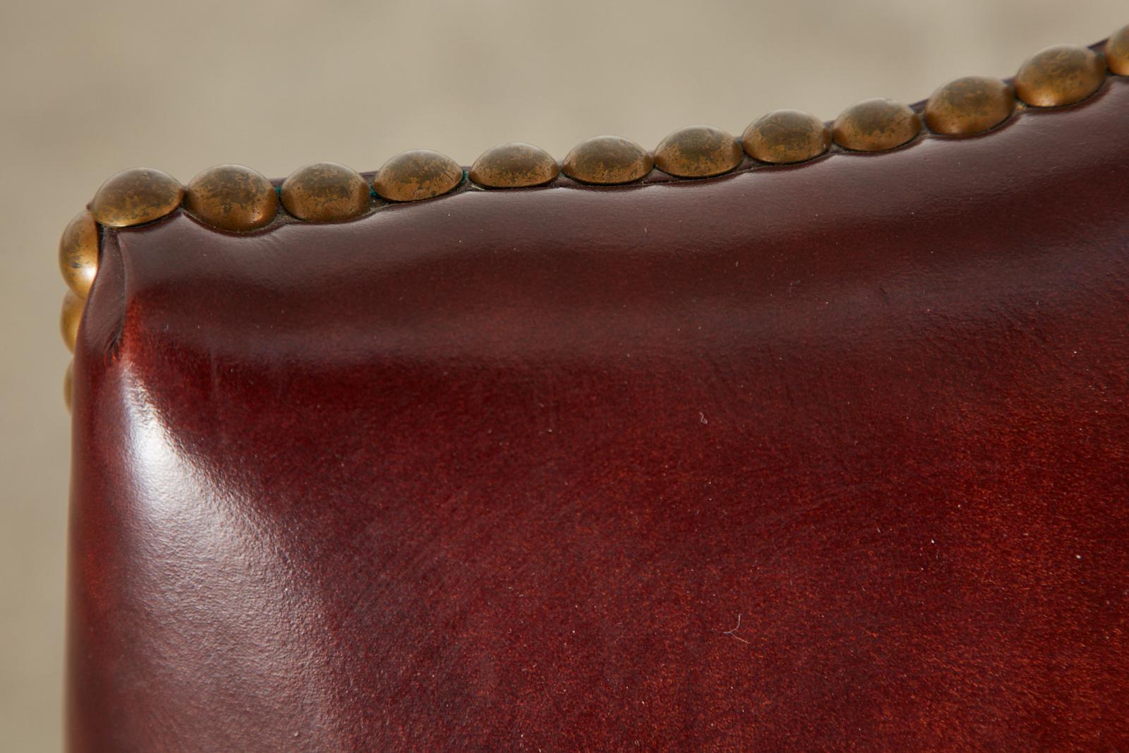 Set of Four Mahogany Gainsborough Leather Library Armchairs 5