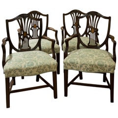 Antique Set of Four Mahogany Hepplewhite Style Shield Back Armchairs