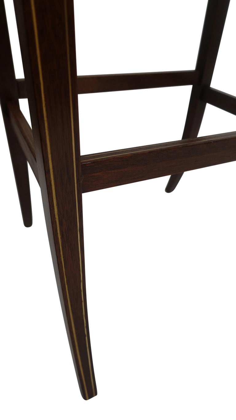 Set of Four Mahogany Nesting Tables with Brass Inlay and Trim, Mid20th