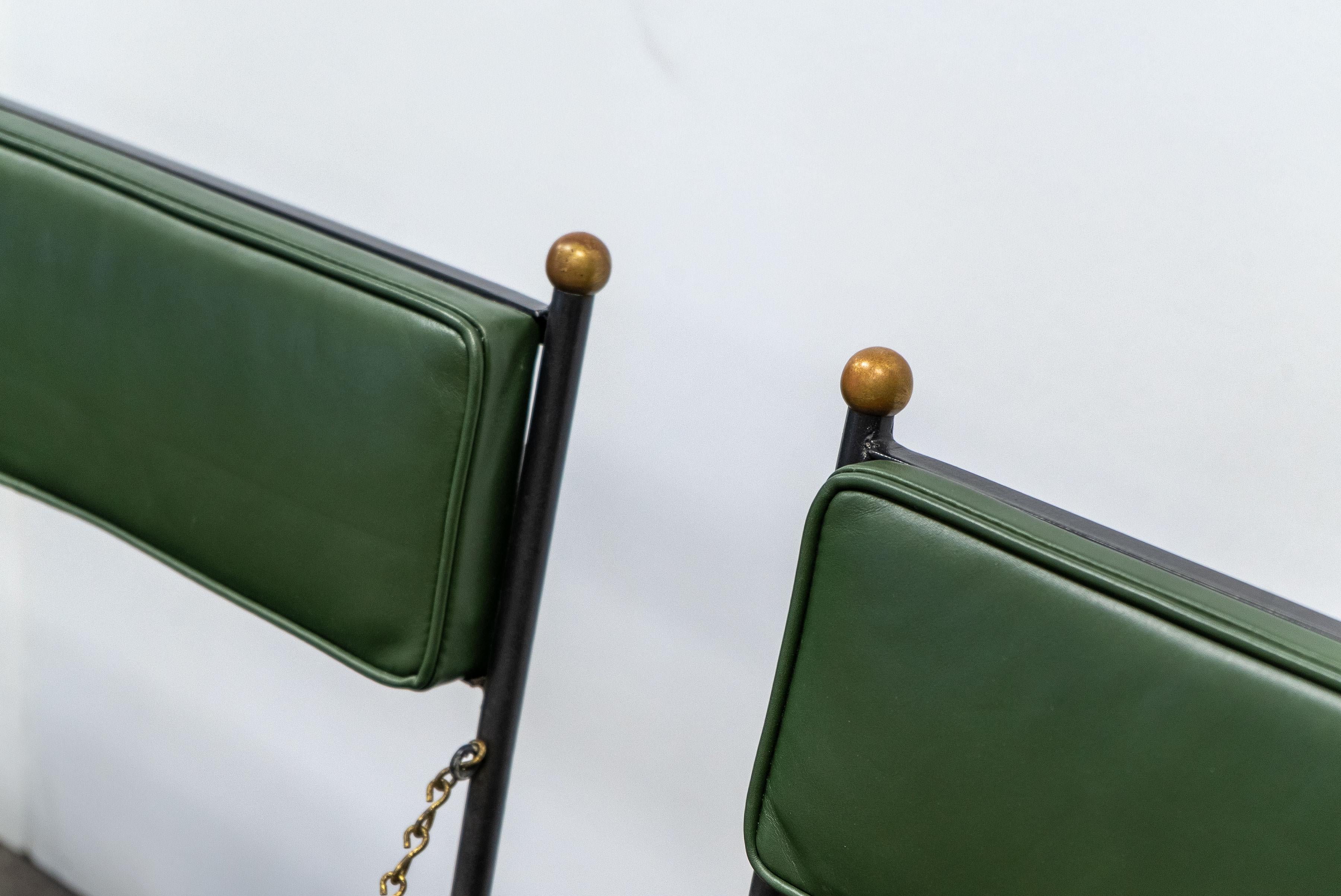 Set of Four Maison Jansen Campaign Folding Chairs In Good Condition For Sale In Chicago, US