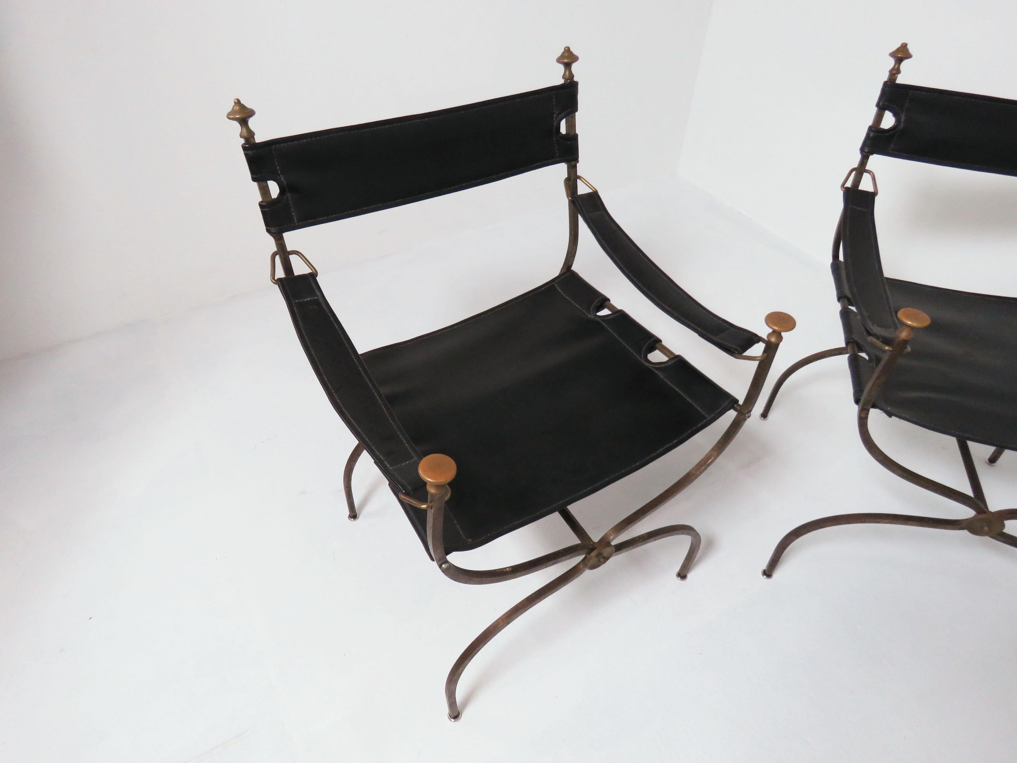 Set of Four Maison Jansen Style Campaign Chairs, circa 1960s 5