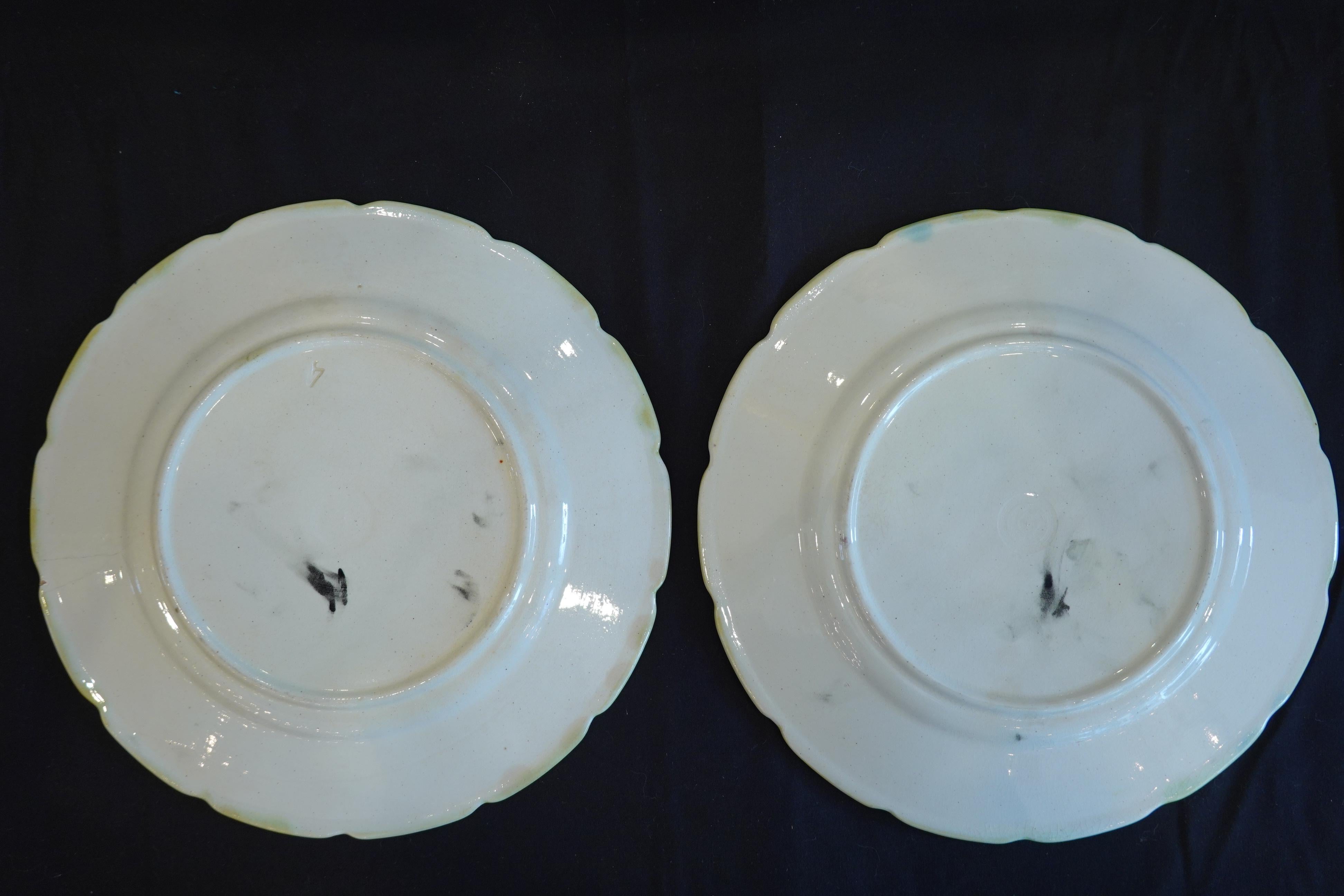 Set of Four Majolica Asparagus Plates Attributed to Orchies For Sale 2