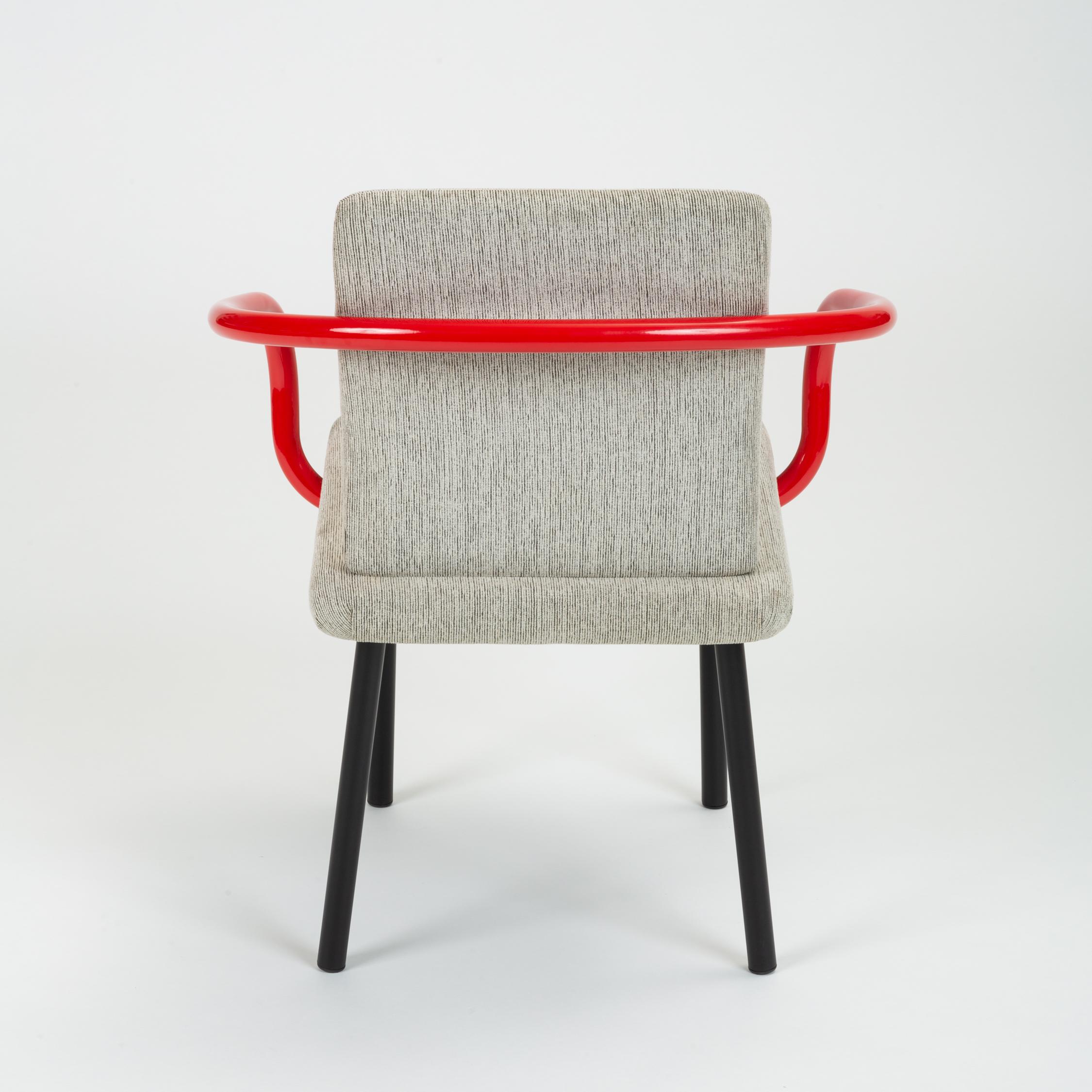 Late 20th Century Set of Four Ettore Sottsass for Knoll Mandarin Chairs with Red Arms