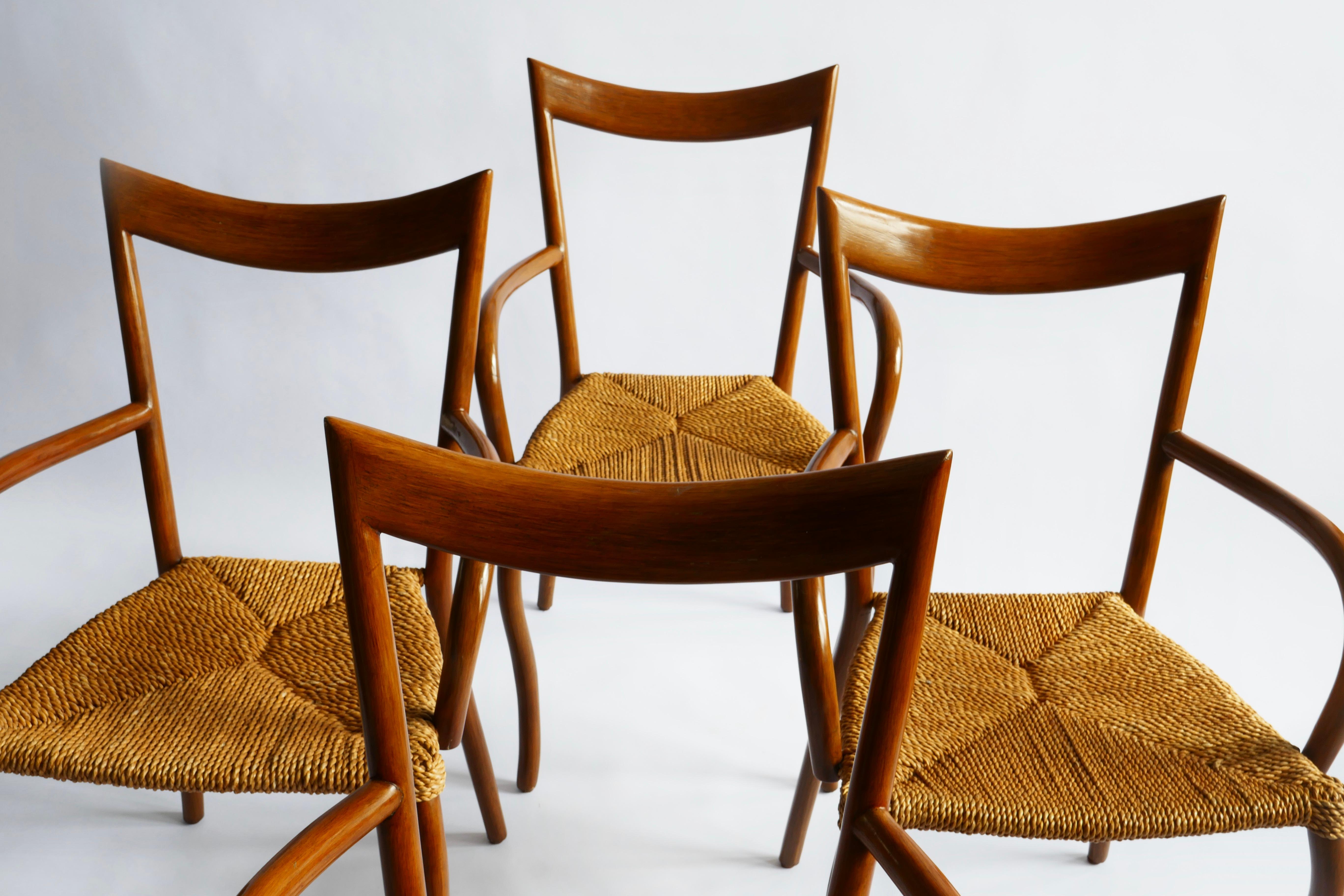 Mid-Century Modern Set of Four Manila Dining Arm chairs by Val Padilla for Jasper Conran, 1970s