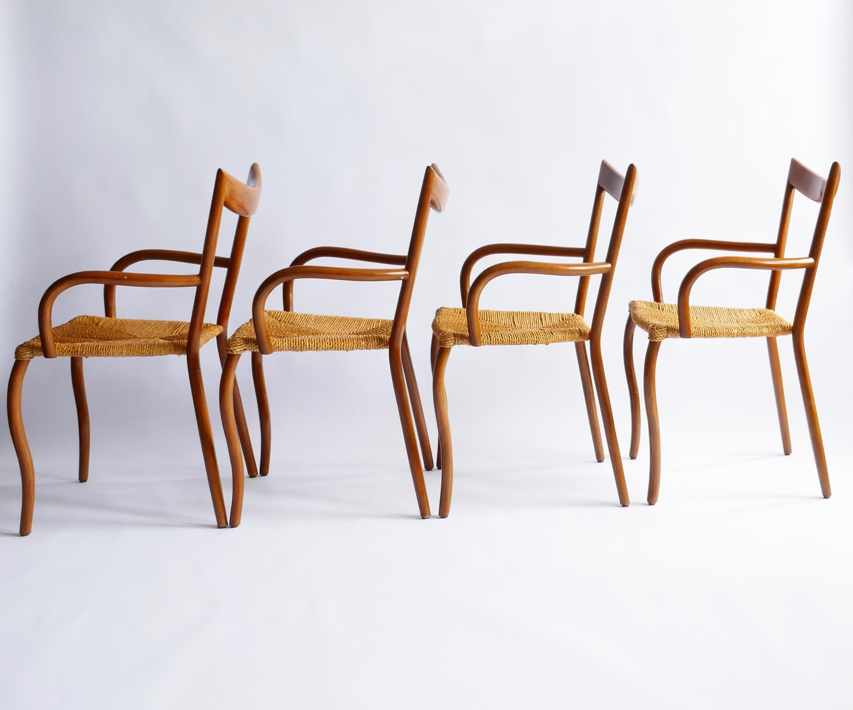 European Set of Four Manila Dining Arm chairs by Val Padilla for Jasper Conran, 1970s