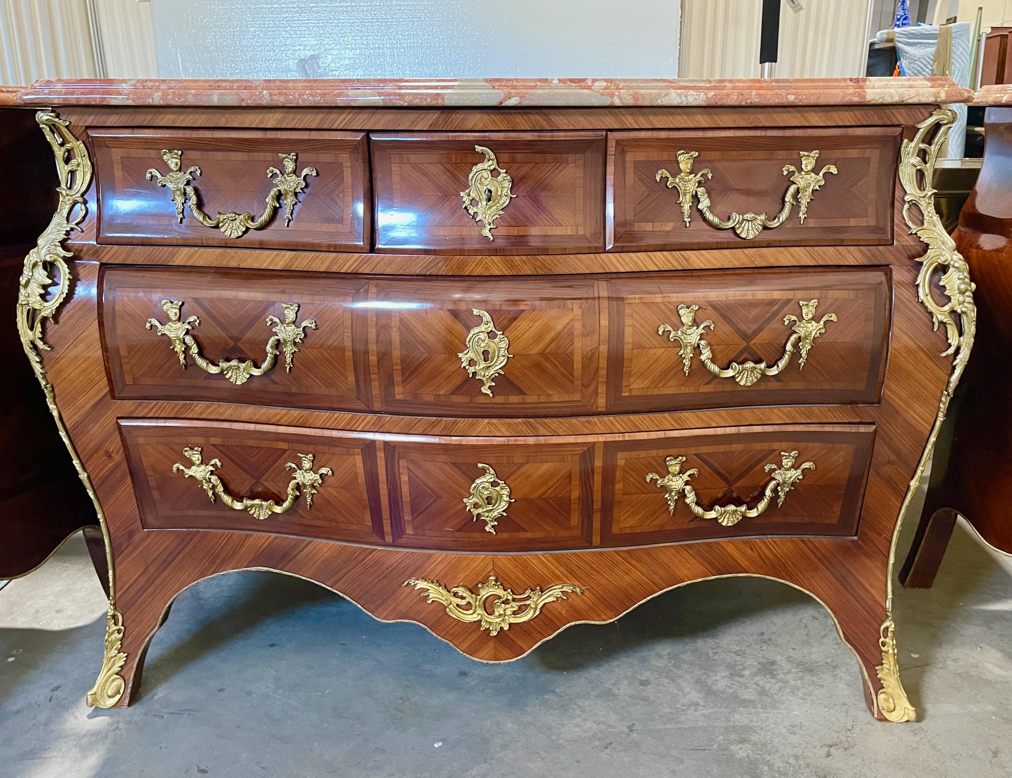 Set of Four Marble Top Italian Bombe Commodes  For Sale 7