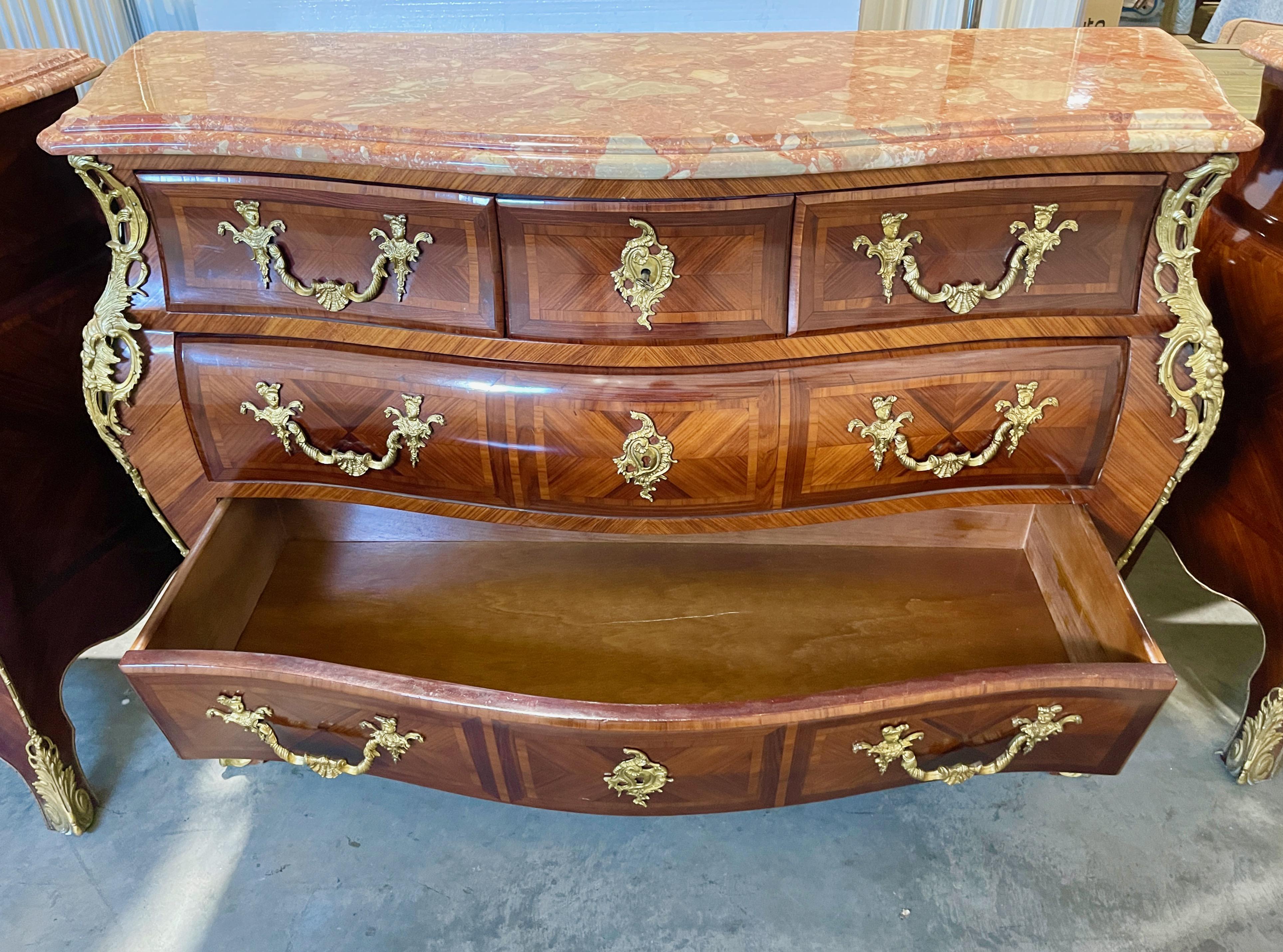 Set of Four Marble Top Italian Bombe Commodes  For Sale 10