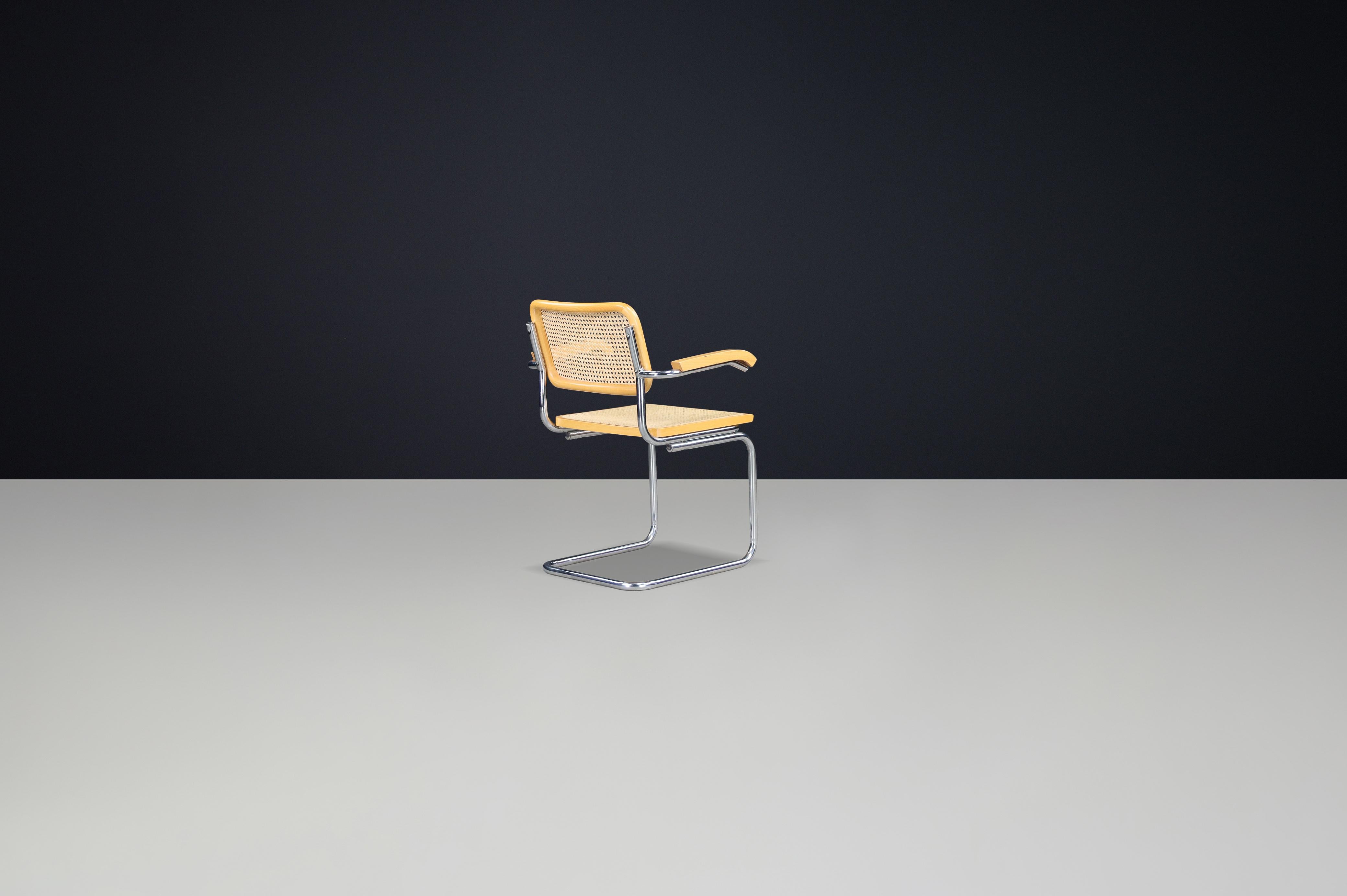 20th Century Set of Four Marcel Breuer B32 Cesca Arm Chairs, Italy, 1970s For Sale