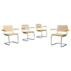 Set of Four Marcel Breuer B32 Cesca Arm Chairs, Italy, 1970s