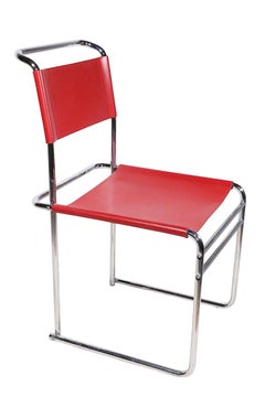 Set of Four Marcel Breuer Bauhaus Style B5 B40 Chrome and Leather Chairs c 1970s