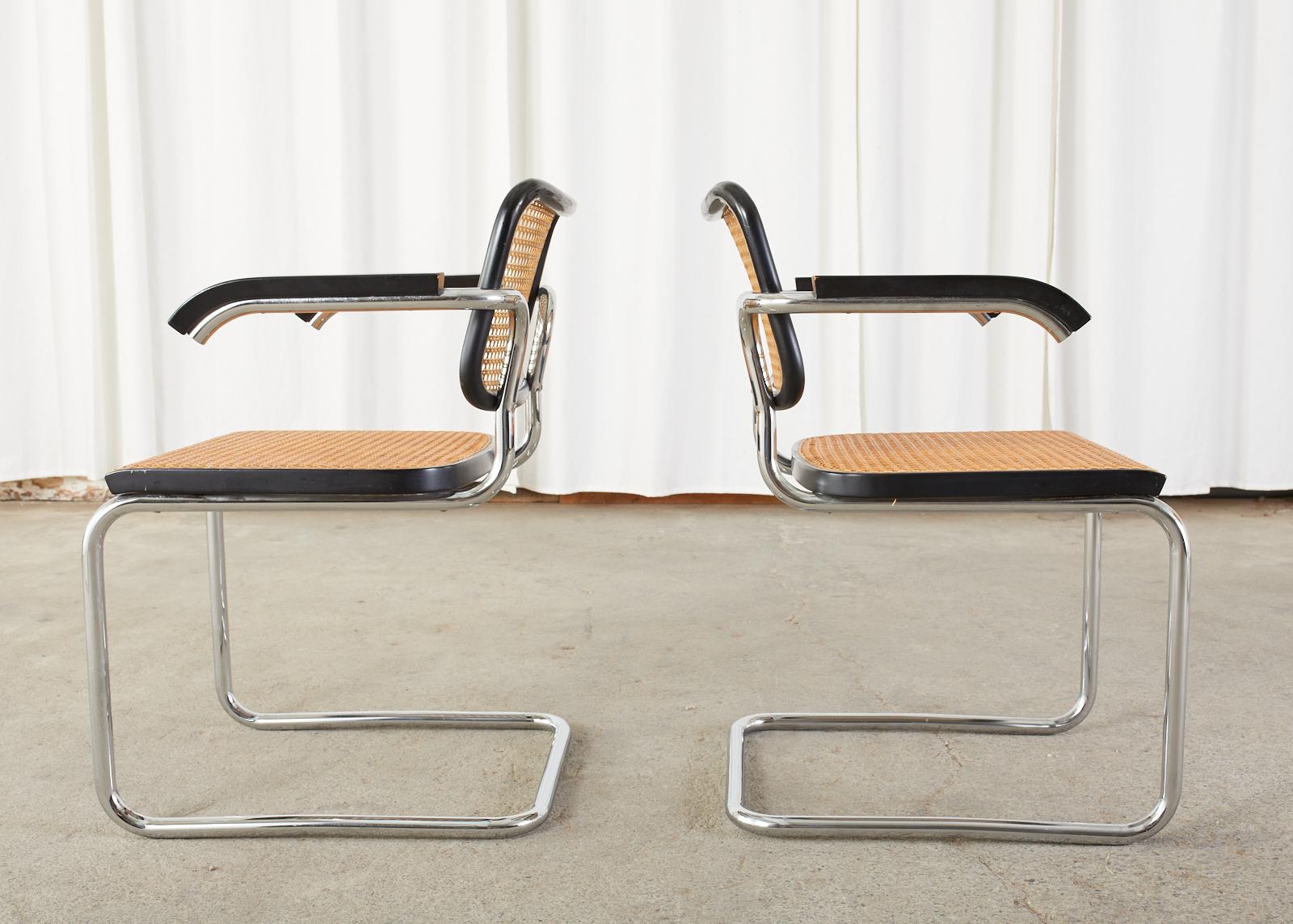 20th Century Set of Four Marcel Breuer Cesca B32 Cane Armchairs