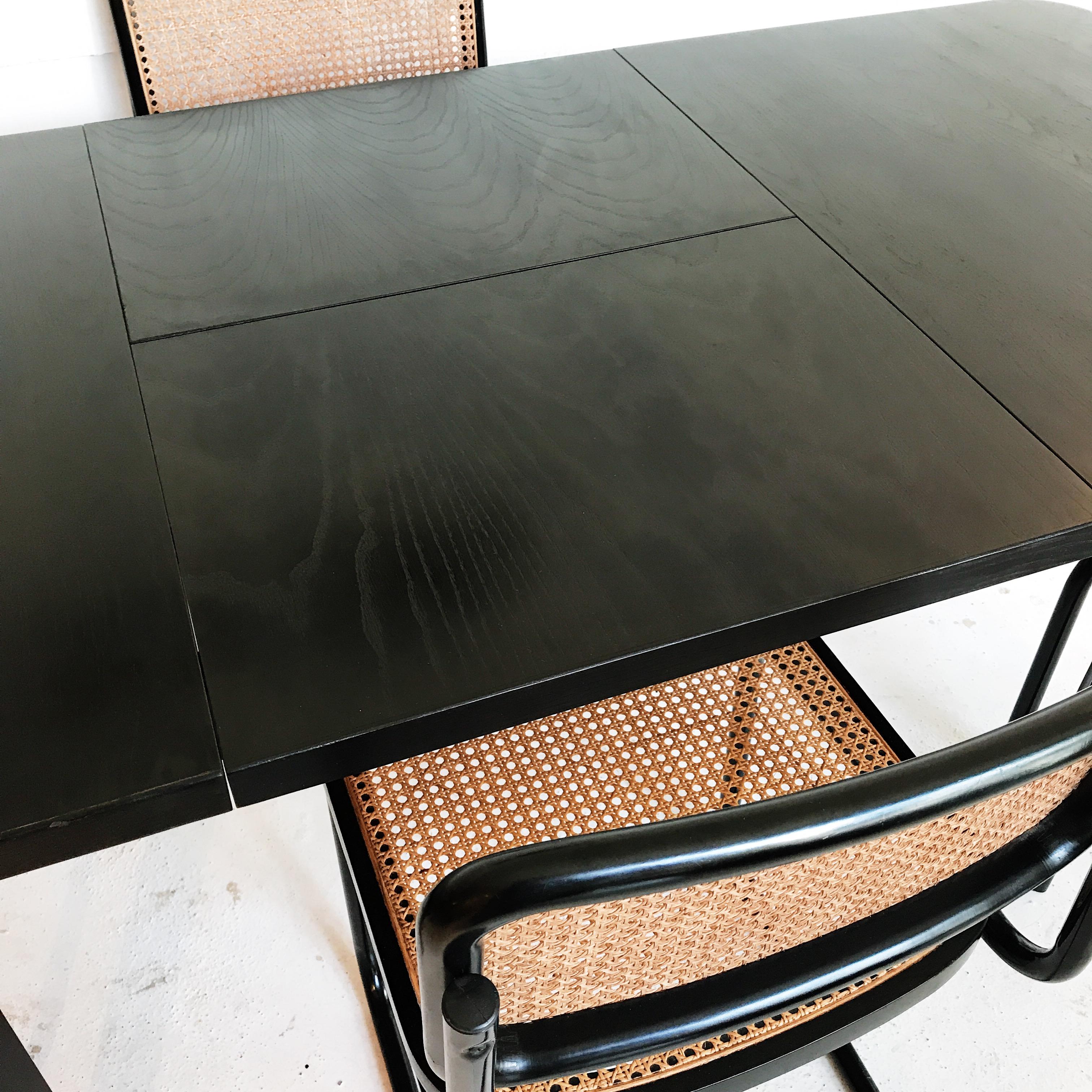 Set of Four Marcel Breuer Cesca Chairs and Extendable Dining Table Made in Italy 6