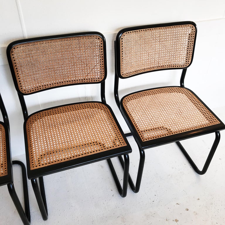 Set of Four Marcel Breuer Cesca Chairs and Extendable Dining Table Made