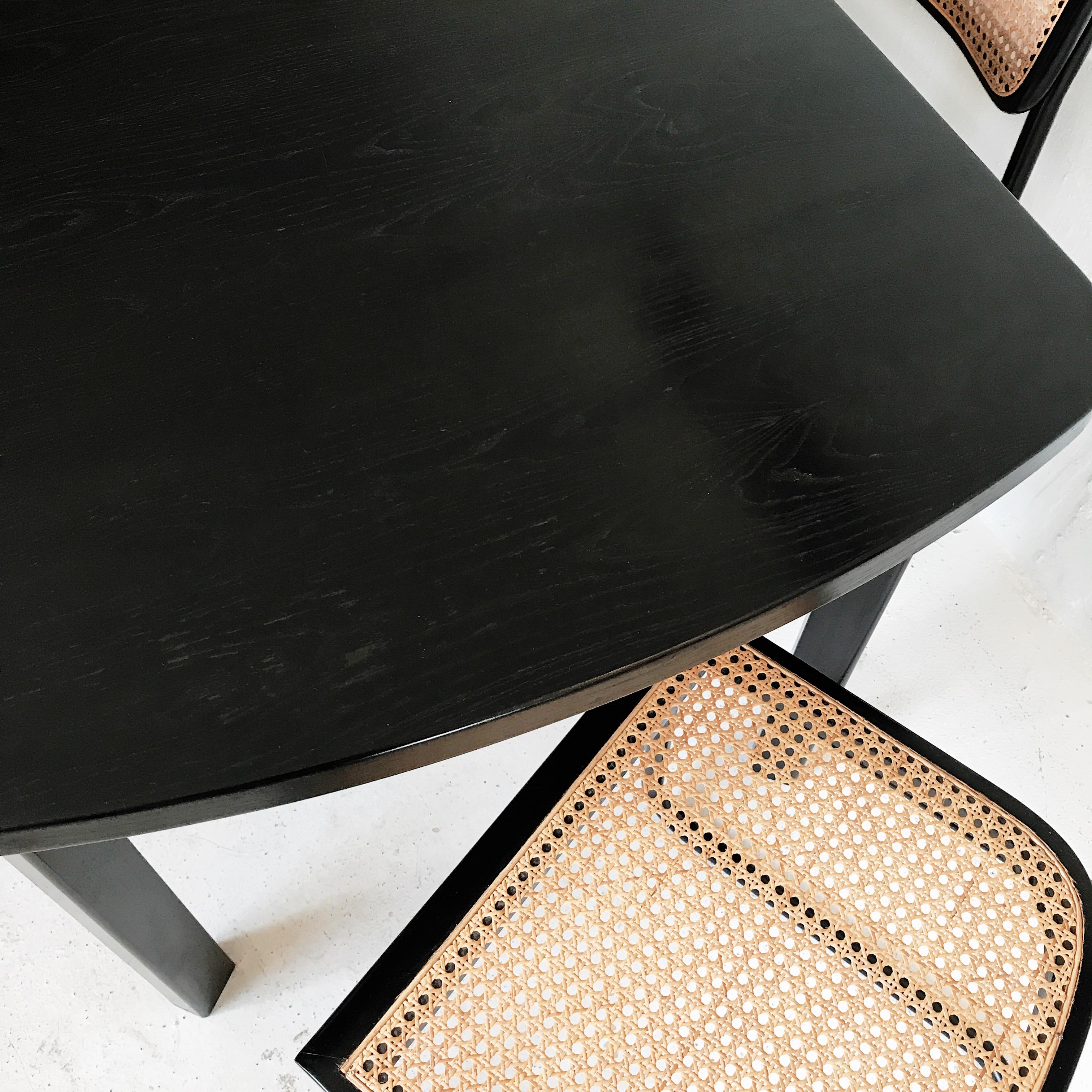 Italian Set of Four Marcel Breuer Cesca Chairs and Extendable Dining Table Made in Italy