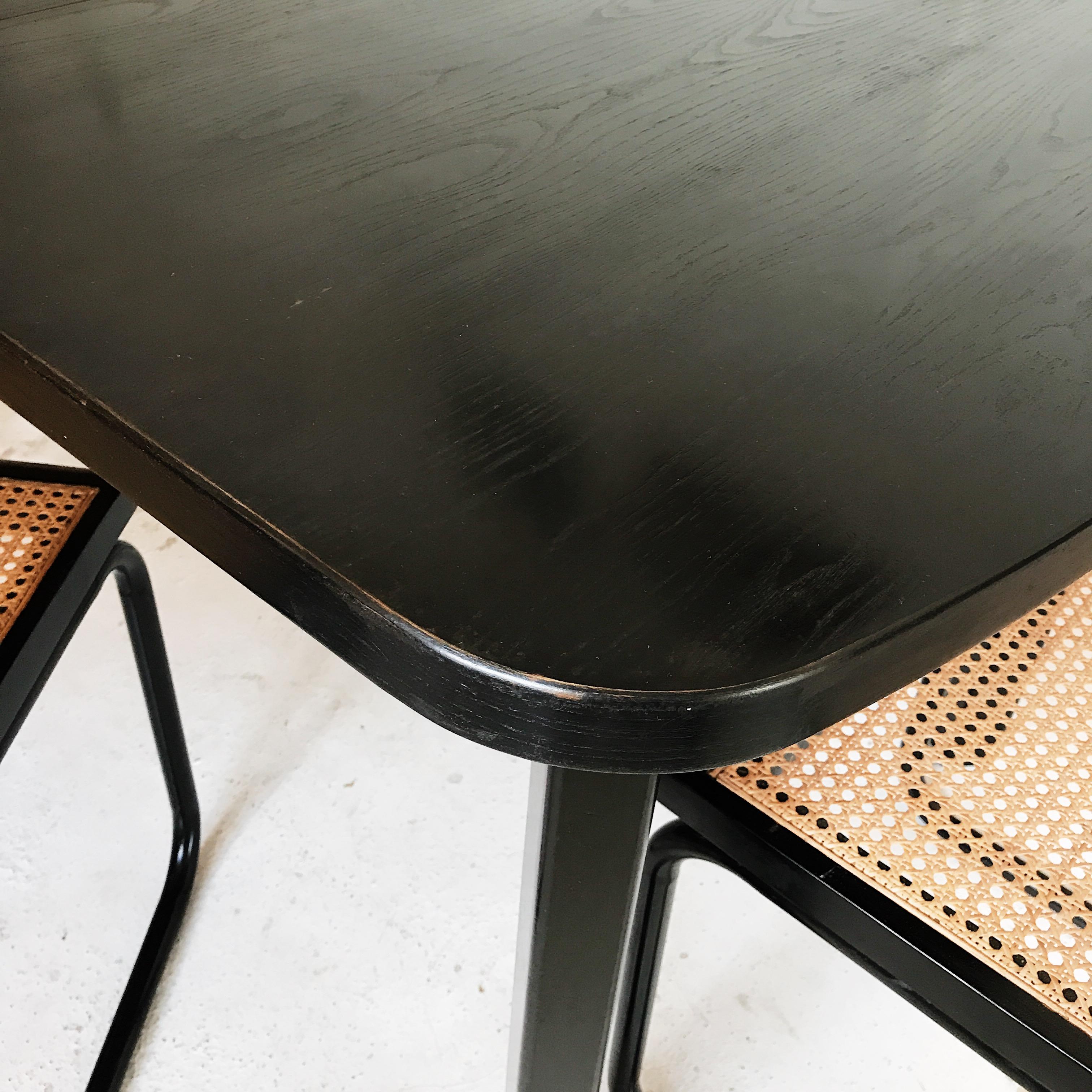 Painted Set of Four Marcel Breuer Cesca Chairs and Extendable Dining Table Made in Italy