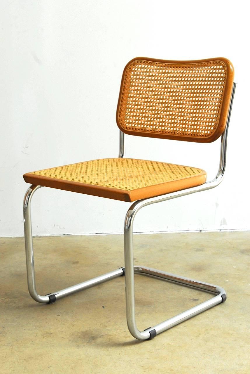 Cane Set of Four Marcel Breuer Italian Cesca Chairs