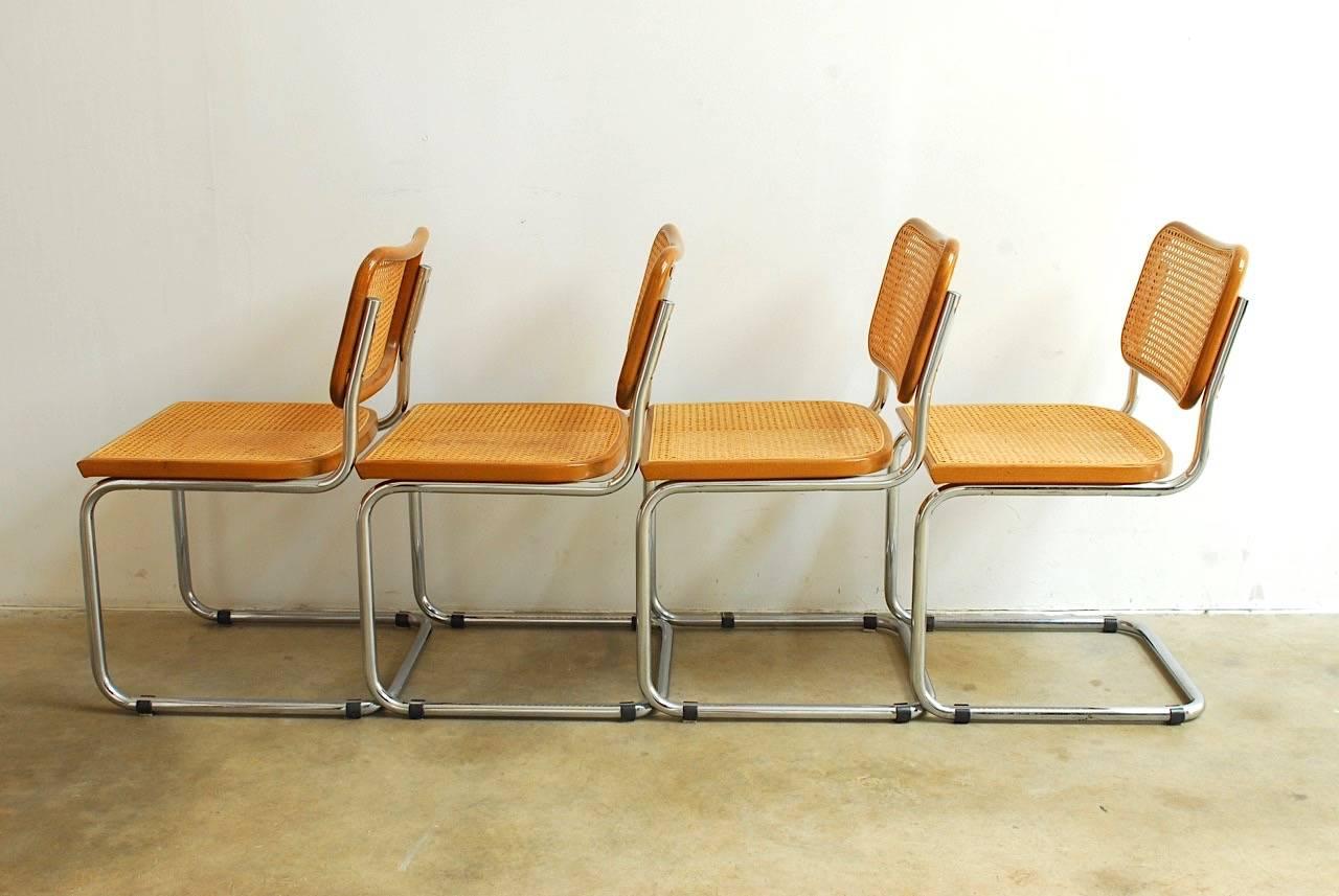 20th Century Set of Four Marcel Breuer Italian Cesca Chairs