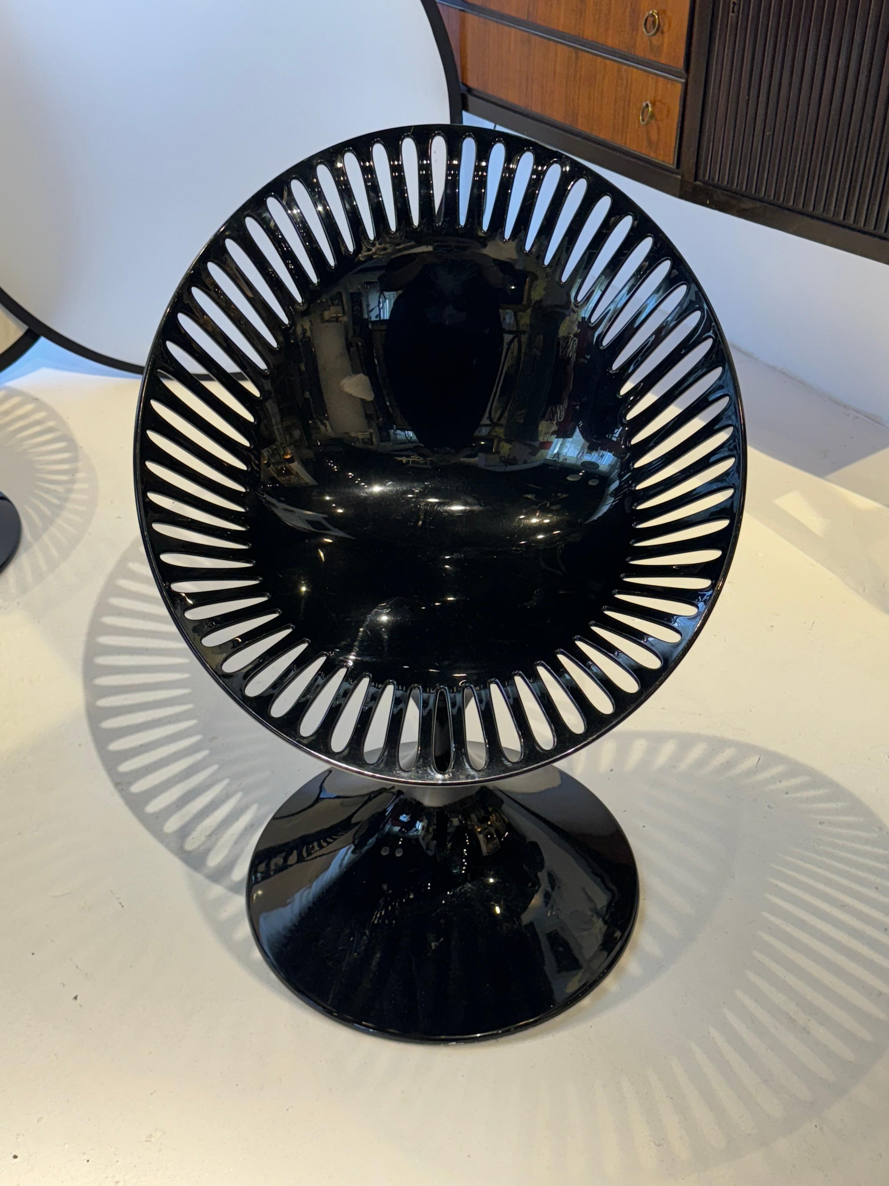 Set of Four Marcello Ziliani for Casprini Gloss Black Chairs 3
